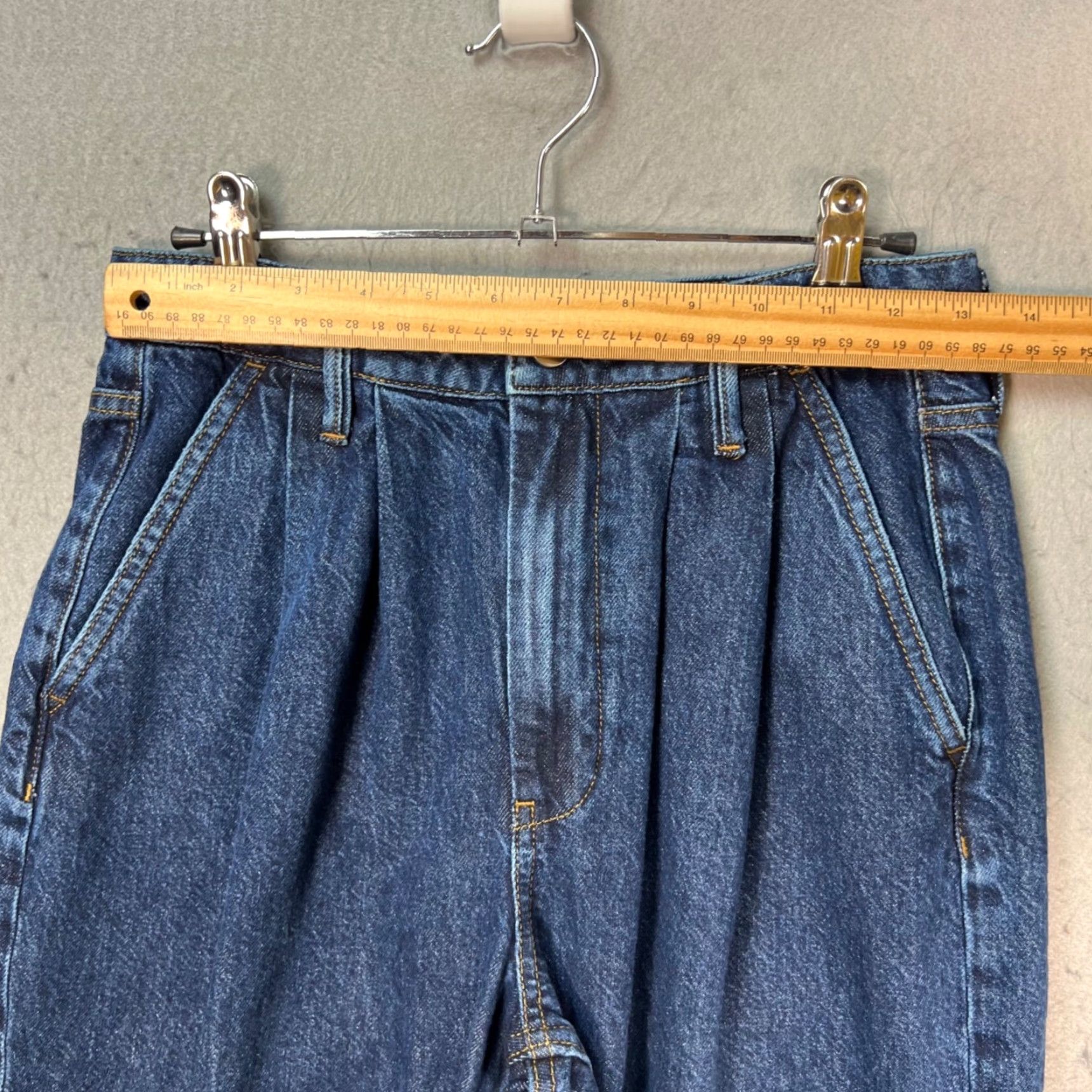Anine Bing ANINE BING Womens Jeans 27 High Waisted Pleated Blue Denim Straight Leg Size 27" / US 4 / IT 40 - 6 Thumbnail