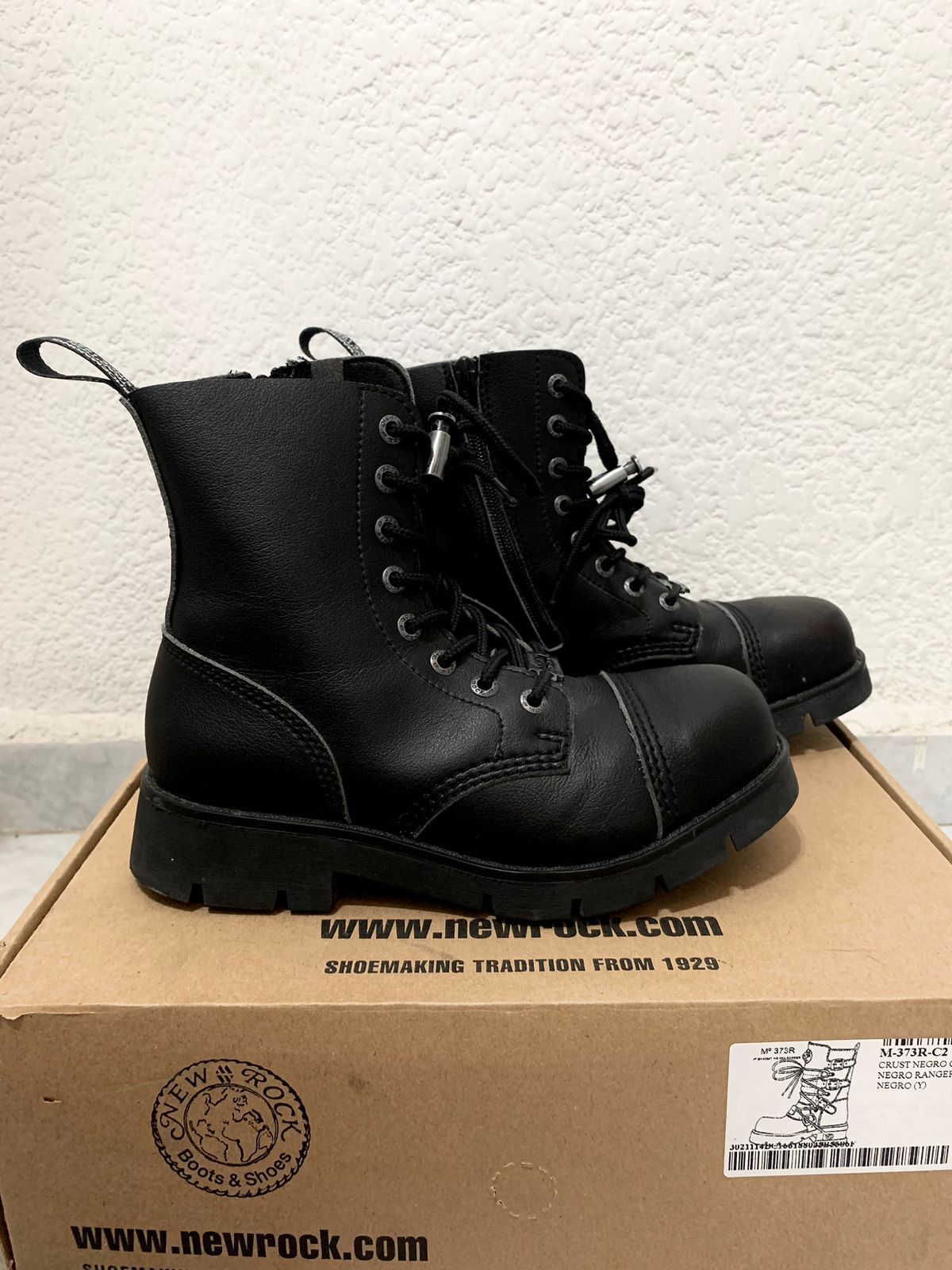 image of New Rock Black Leather Boots, Women's (Size 6)