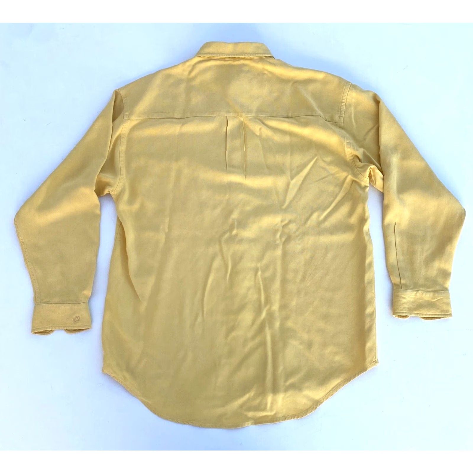 johnnie-O VINTAGE Johnnie Walker Men’s Button-Down Shirt M Silk Yellow Solid Casual Pockets 100% Silk Front Button-Down Collar Mens Size US M / EU 48-50 / 2 - 3 Thumbnail