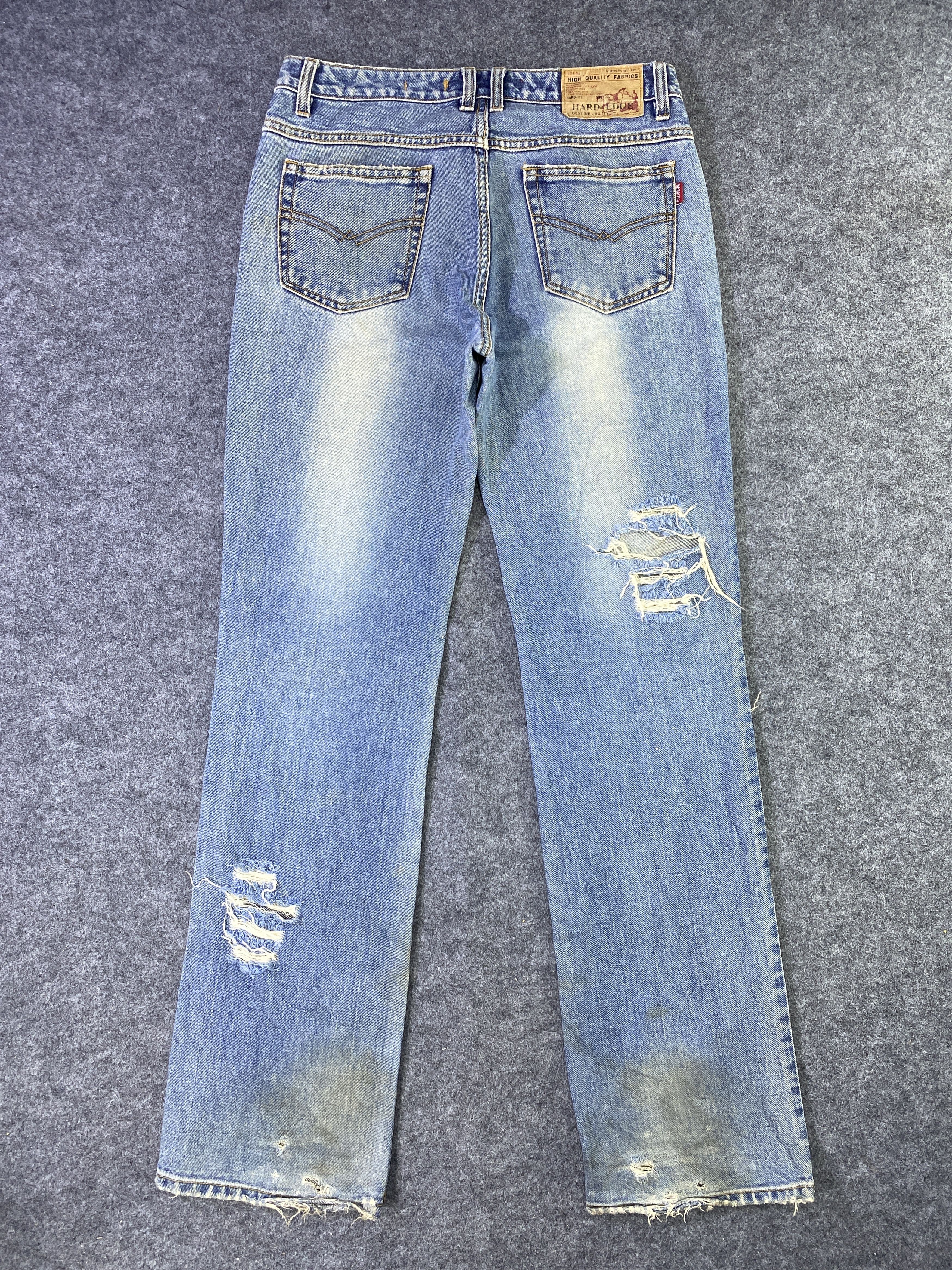 Japanese Brand Hard Edge Distressed Blue Wash Jeans - J965 Size US 30 / EU 46 - 3 Thumbnail