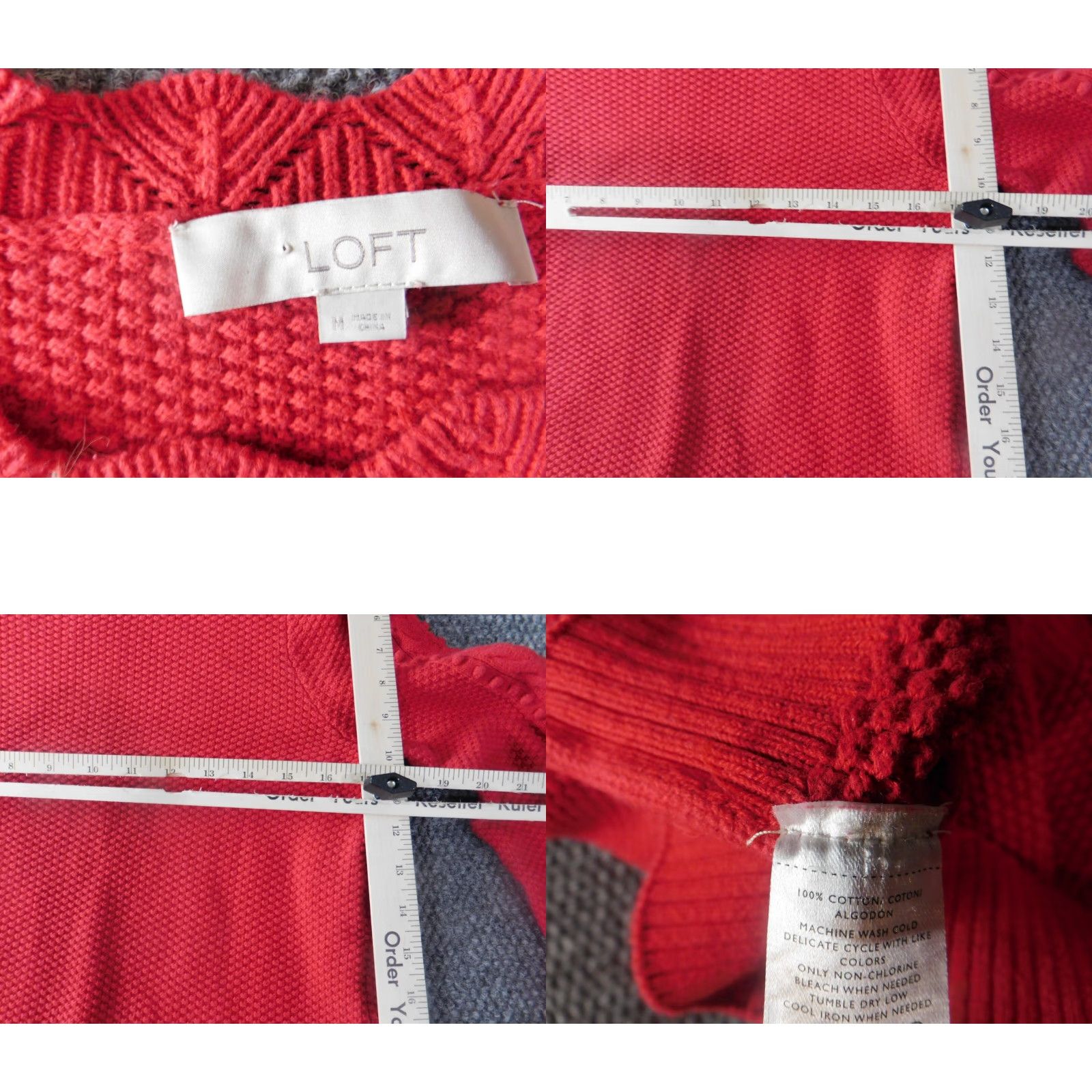 Loft LOFT Sweater Shirt Womens Regular Medium Red Knit Crew Neck Pullover Casual Knit Pattern Long Sleeve Vintage No Size M / US 6-8 / IT 42-44 - 8 Thumbnail