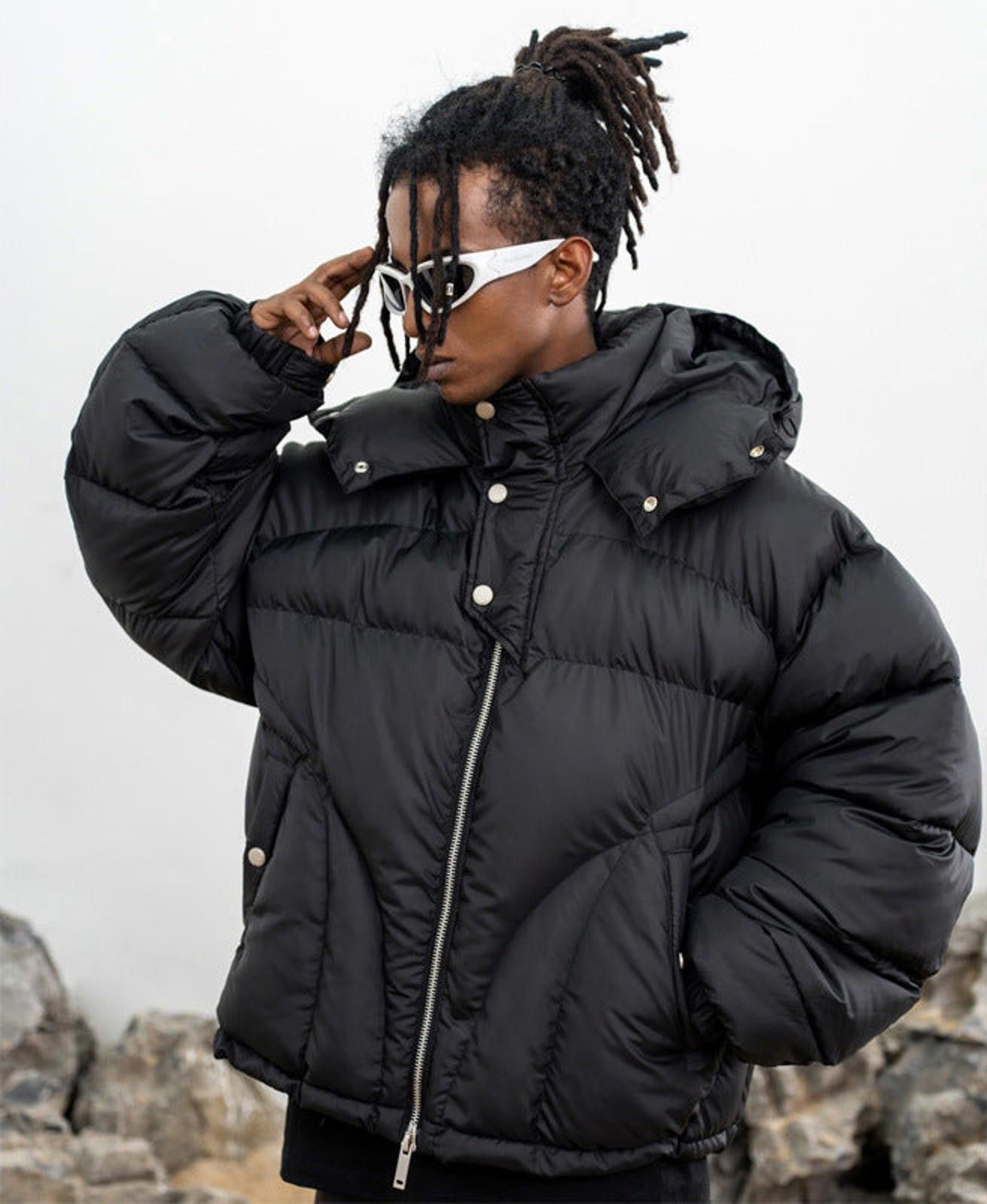 Japanese Brand Beige Puffer Jacket with Hood, Warm Winter Coat Size US M / EU 48-50 / 2 - 5 Thumbnail