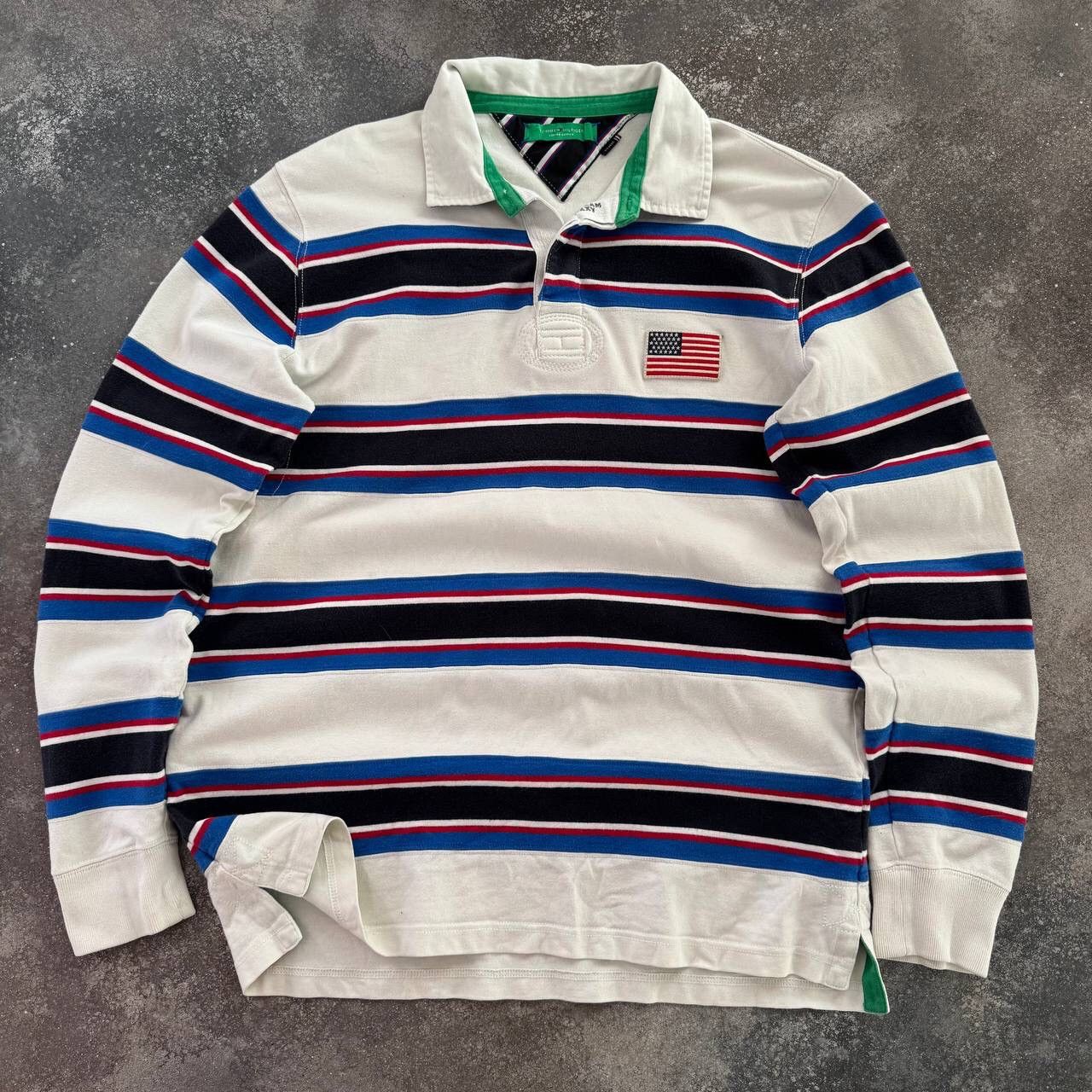 Tommy Hilfiger Tommy Hilfiger USA Vintage Stripped Rugby Long Sleeve Shirt Size US XL / EU 56 / 4 - 1 Thumbnail