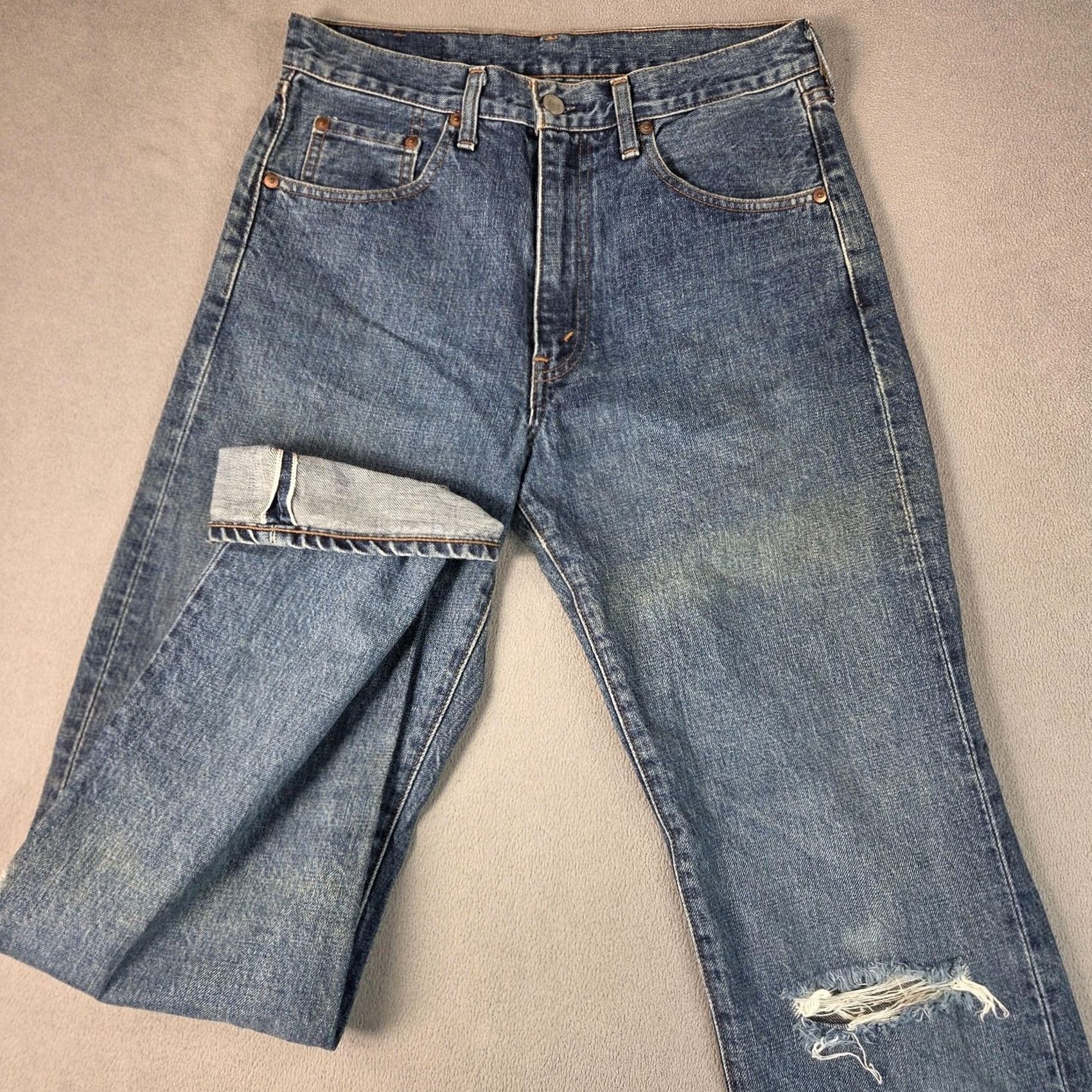 Levi's VINTAGE Levi's 502 Jeans Mens 28x32 Big E Selvedge Denim Japan 90s Tag 32x34 Size US 28 / EU 44 - 2 Thumbnail