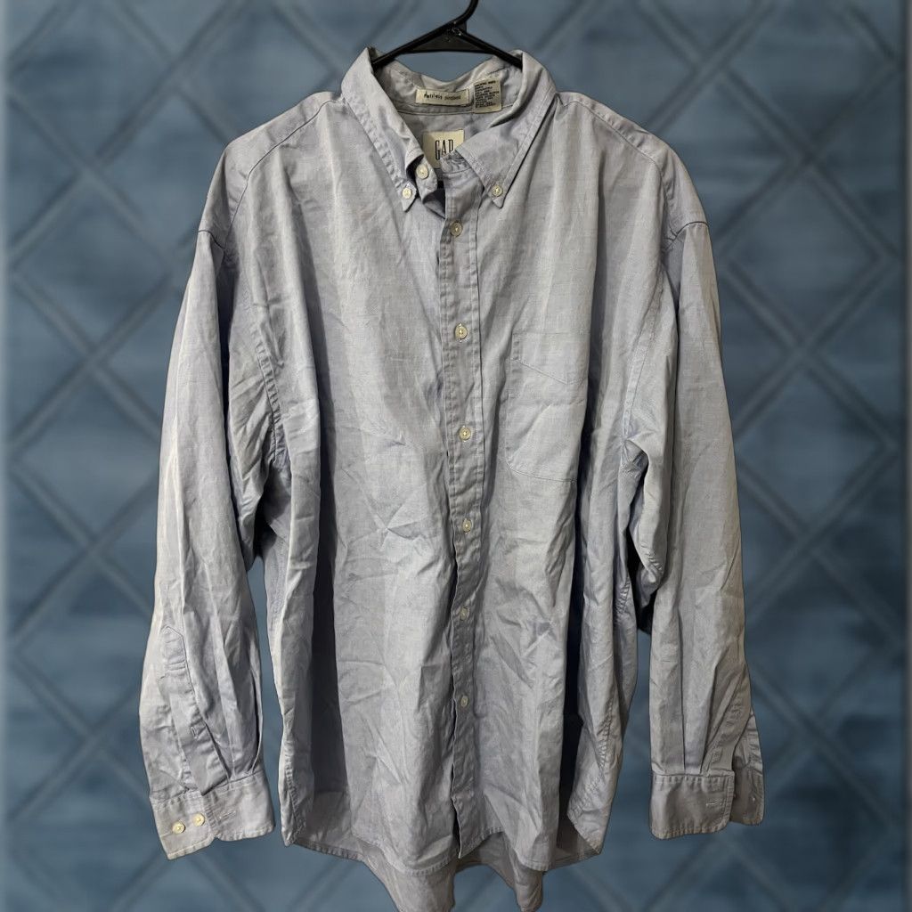 Gap VINTAGE Gap Button-Up Shirt Mens Large Blue Plaid Full Non-Iron Original Fit Pinpoint Full Fit (No Iron) Size US L / EU 52-54 / 3 - 1 Thumbnail