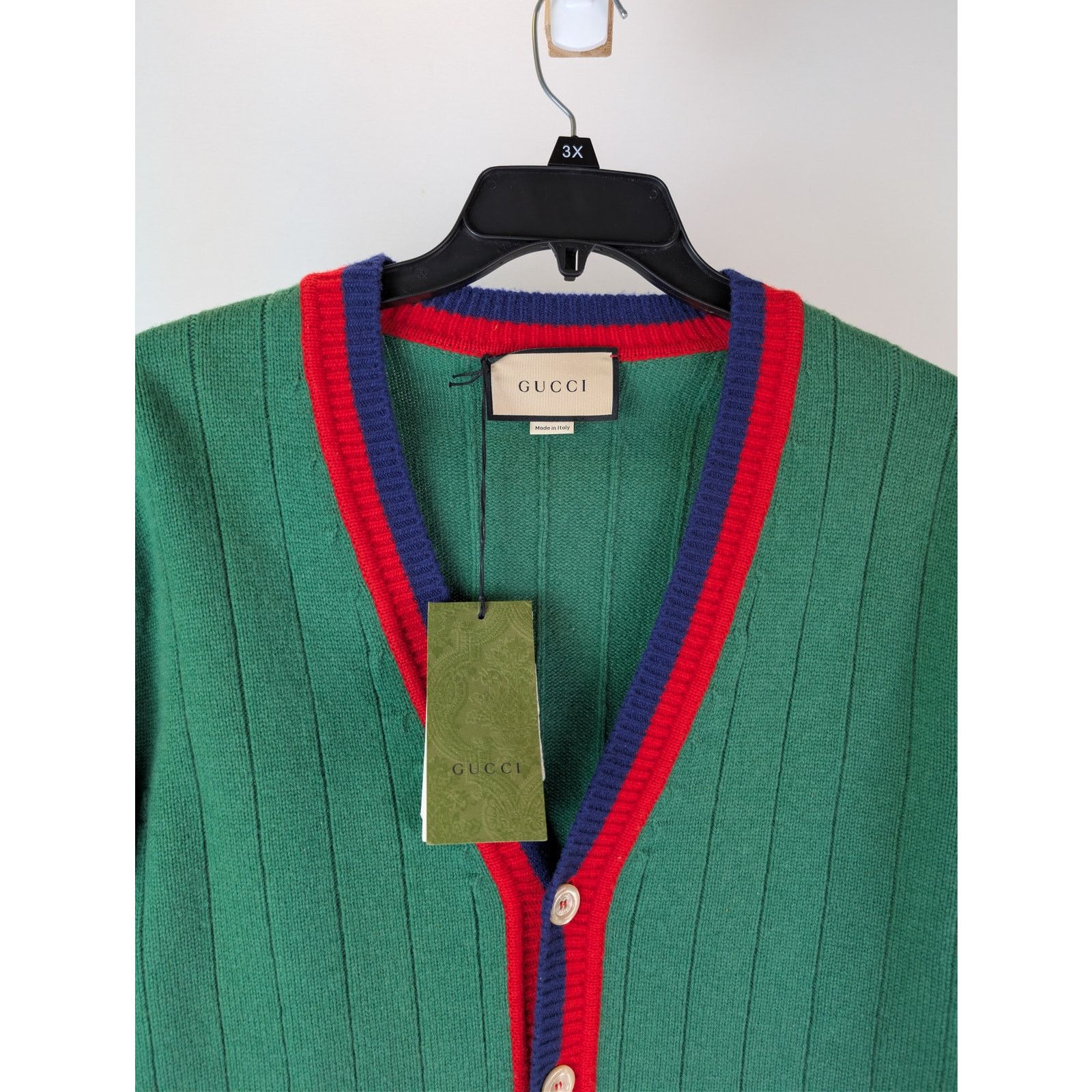 Gucci o1rshd1 Wool Long Sleeve Cardigan Sweater in Yard/Multicolor Size US L / EU 52-54 / 3 - 6 Thumbnail