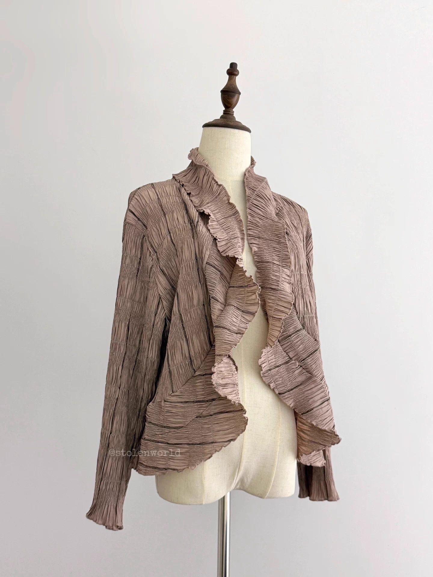 Issey Miyake Issey Miyake 1990 SS soft gray pink lace pleated cardigan Size M / US 6-8 / IT 42-44 - 6 Thumbnail