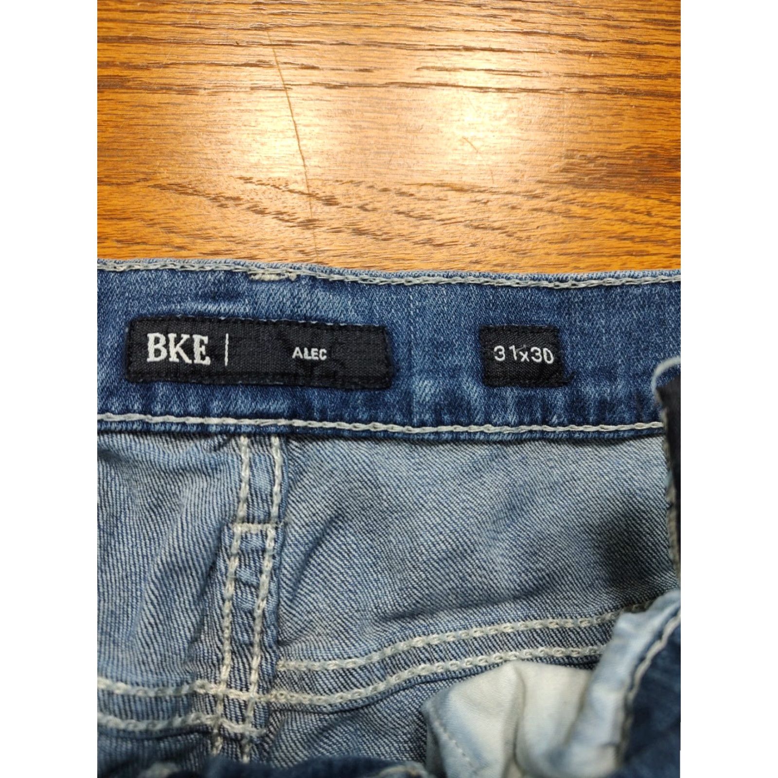 BKE BKE Alec Jeans Mens 31x29 Distressed Blue Denim Zip Low Rise 5-Pocket Cotton Spandex Size US 31 - 5 Thumbnail