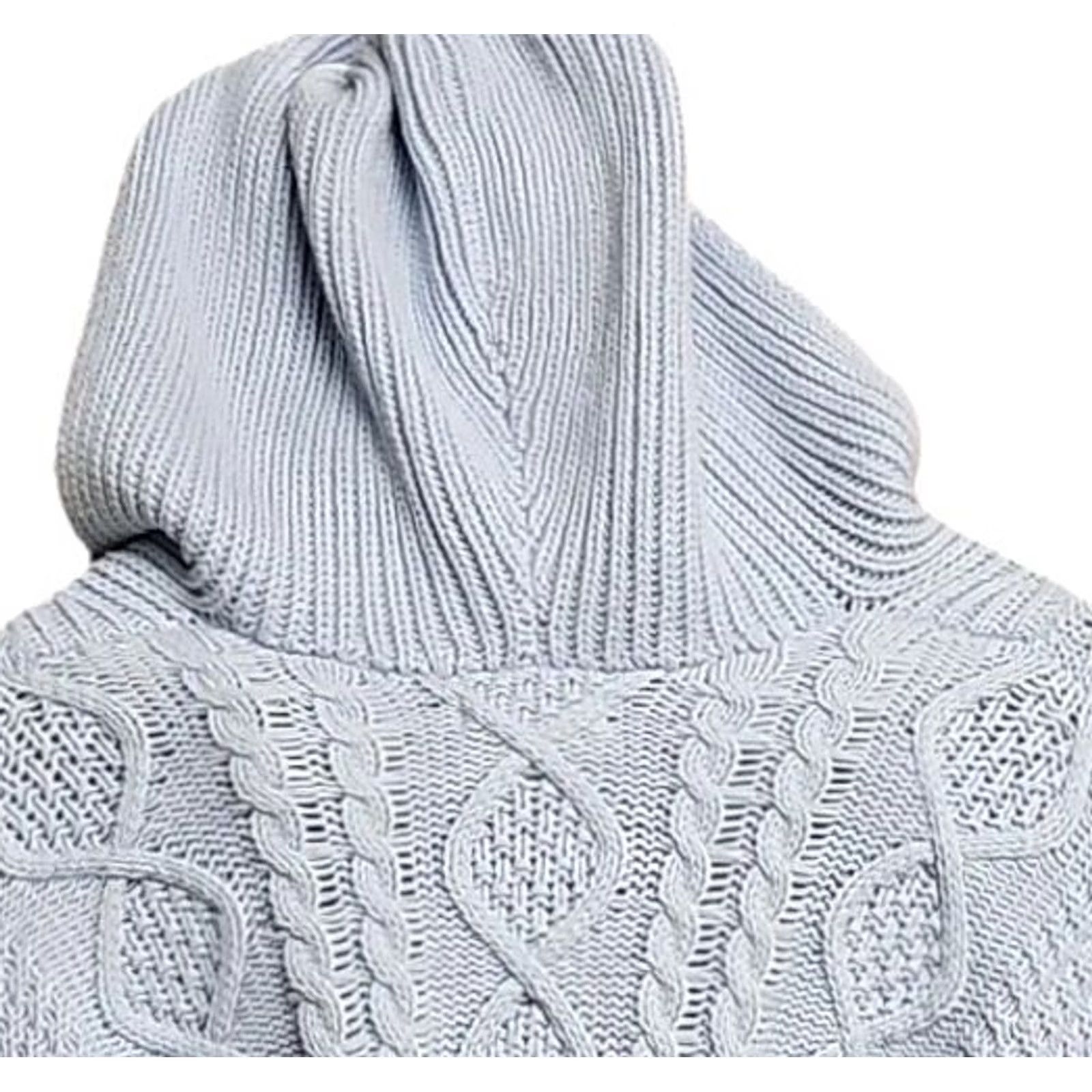 Aeropostale Aéropostale Cable Knit Cropped Hoodie Sweater Womens Small Blue Cotton Blend Size S / US 4 / IT 40 - 6 Thumbnail