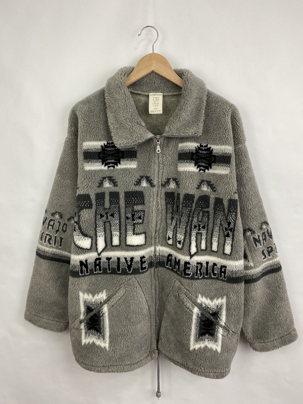 Native 🇺🇸 Vintage 90s Navajo CHEWAN NATIVE AMERICAN Indian Fleece Size US L / EU 52-54 / 3 - 3 Thumbnail