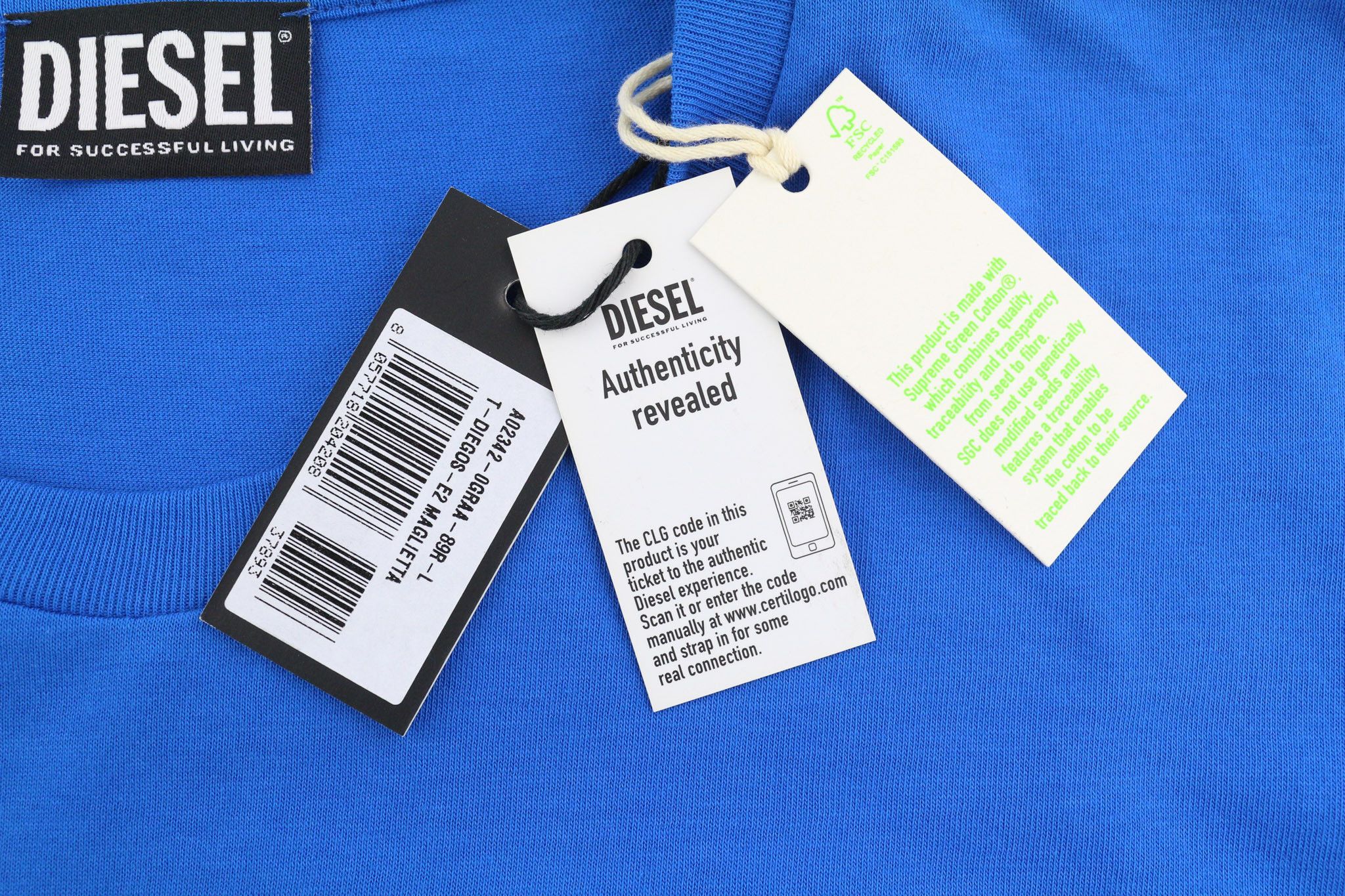Diesel T-DIEGOS-E2 L Crew Neck Tricot Logo Blue T-Shirt 40310 Size US L / EU 52-54 / 3 - 5 Thumbnail