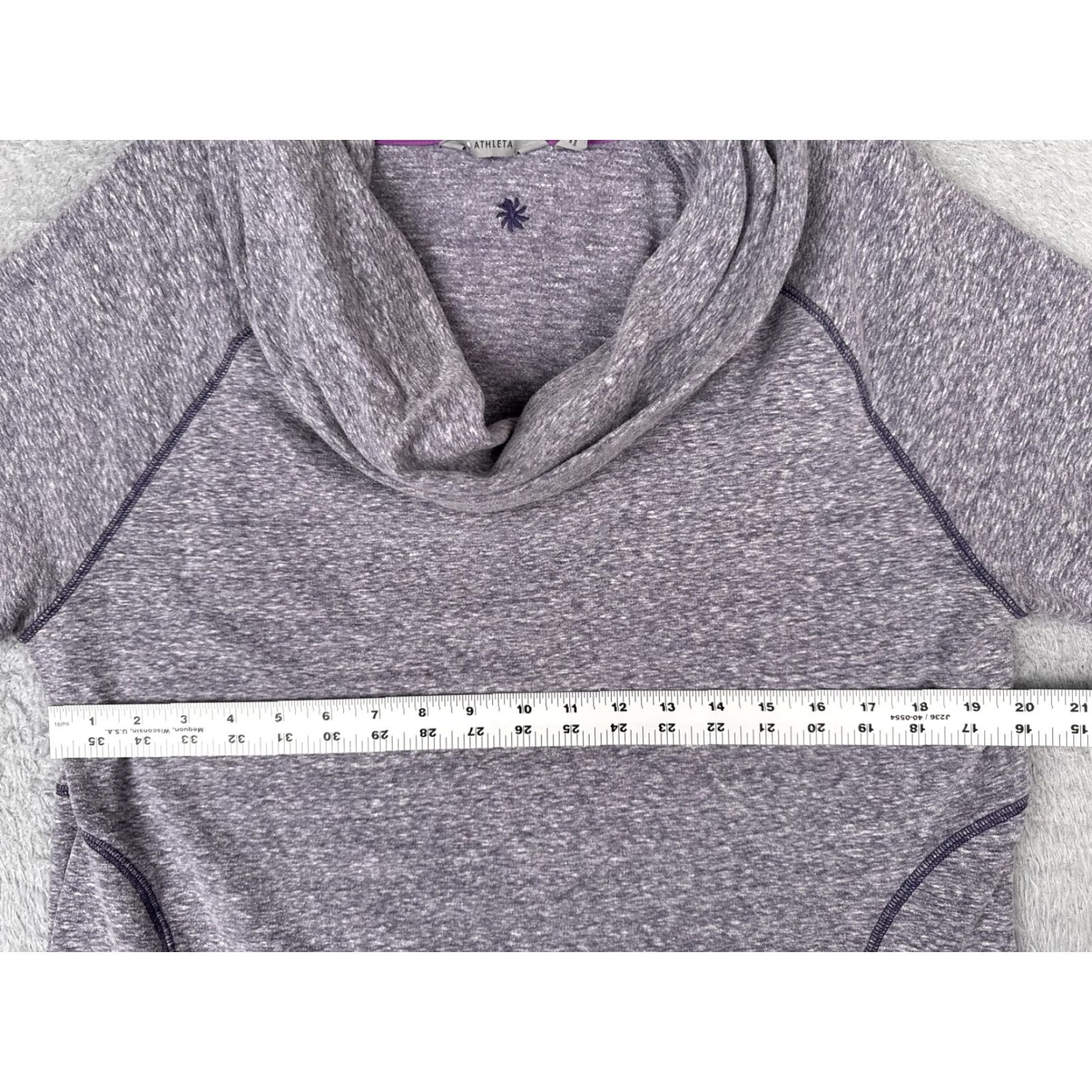 Athleta Athleta Womens 2X Purple Cowl Neck Short Sleeve Pullover Hoodie Sweatshirt Top Heather Activewear Pullover Raglan Sleeve Logo Size XXL / US 16-18 / IT 52-54 - 7 Thumbnail