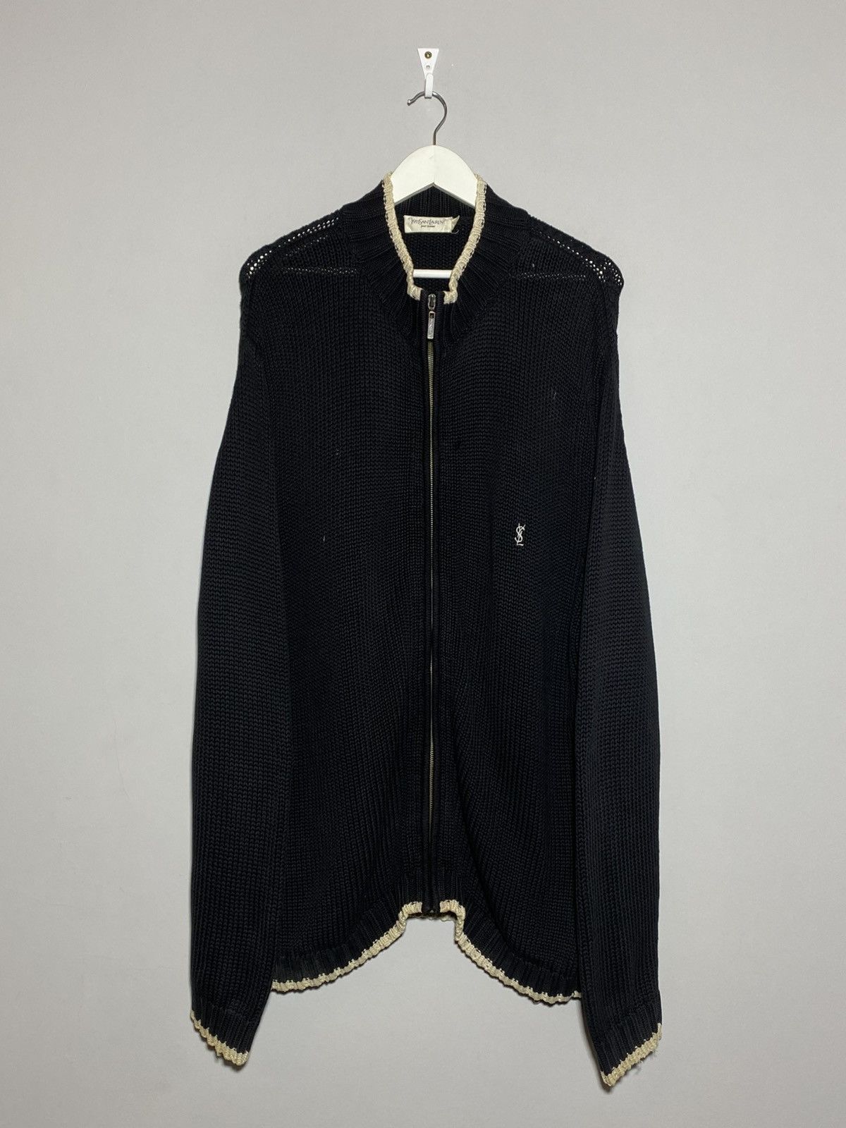 Vintage × Yves Saint Laurent Black YSL Sweater Zip Knit Yves Saint