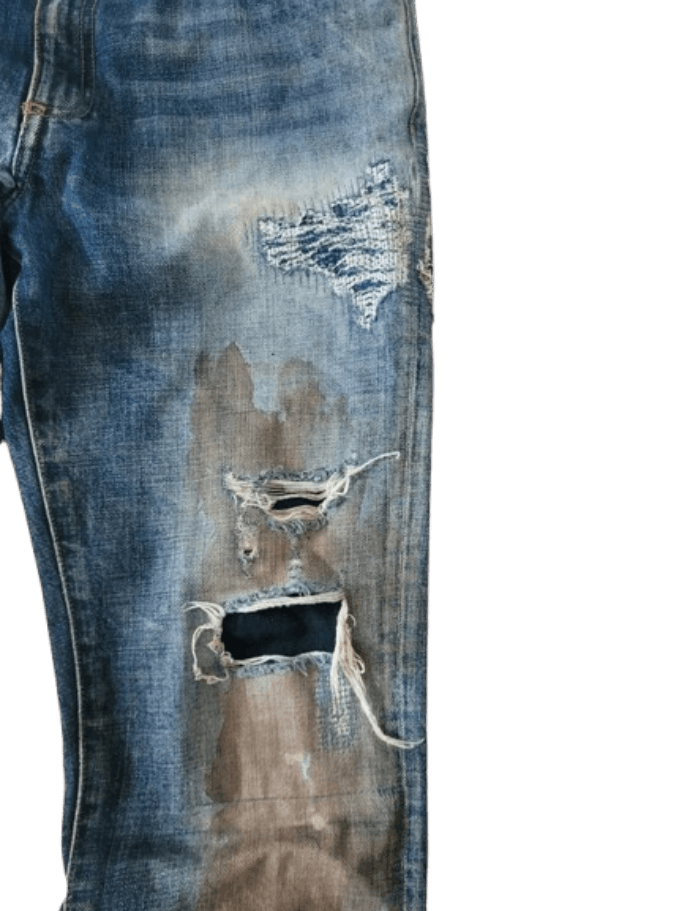 1017 ALYX 9SM × Alyx ALYX Back Zip Distressed mudwash denim pants. Size US 29 - 3 Thumbnail