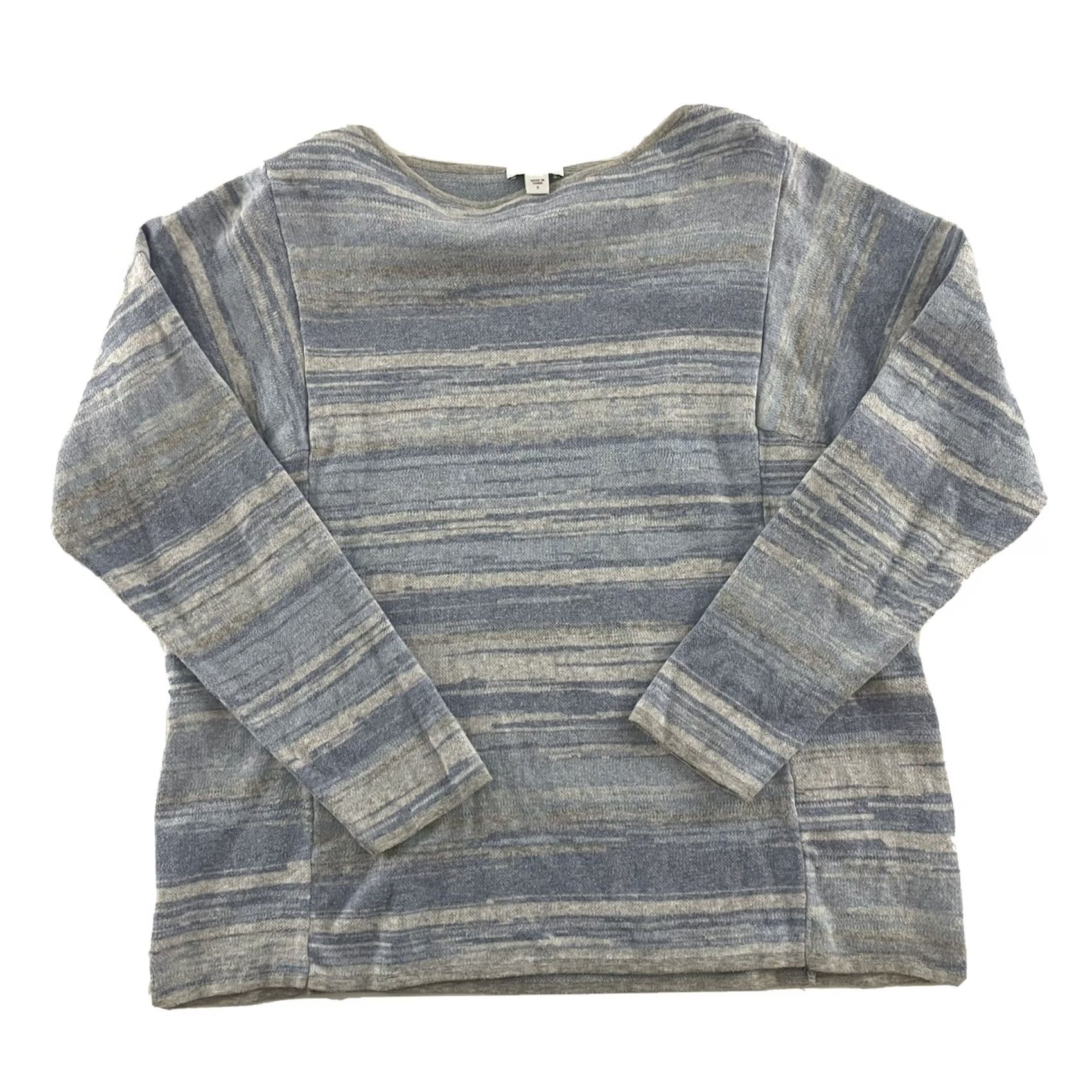 J. Jill J. Jill Pullover 100% Cotton Striped Sweater Women S Blue Shirt Pullover Jersey Knit Size S / US 4 / IT 40 - 2 Thumbnail