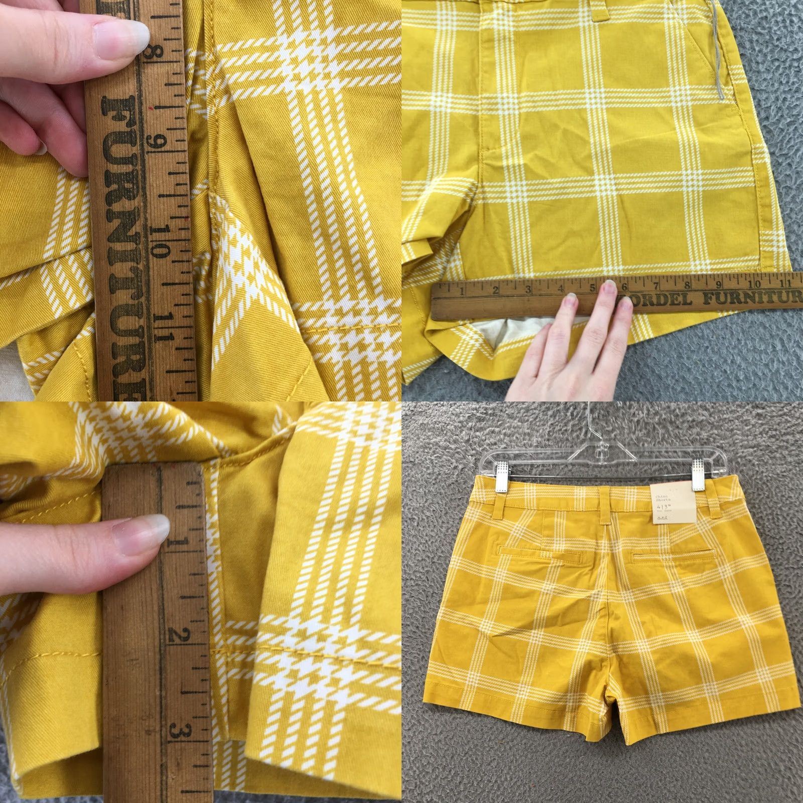 Vintage A New Day Shorts Womens 4 Yellow Chino Actual 30x3 Mid Rise Plaid Zip Fly Size 27" / US 4 / IT 40 - 8 Thumbnail