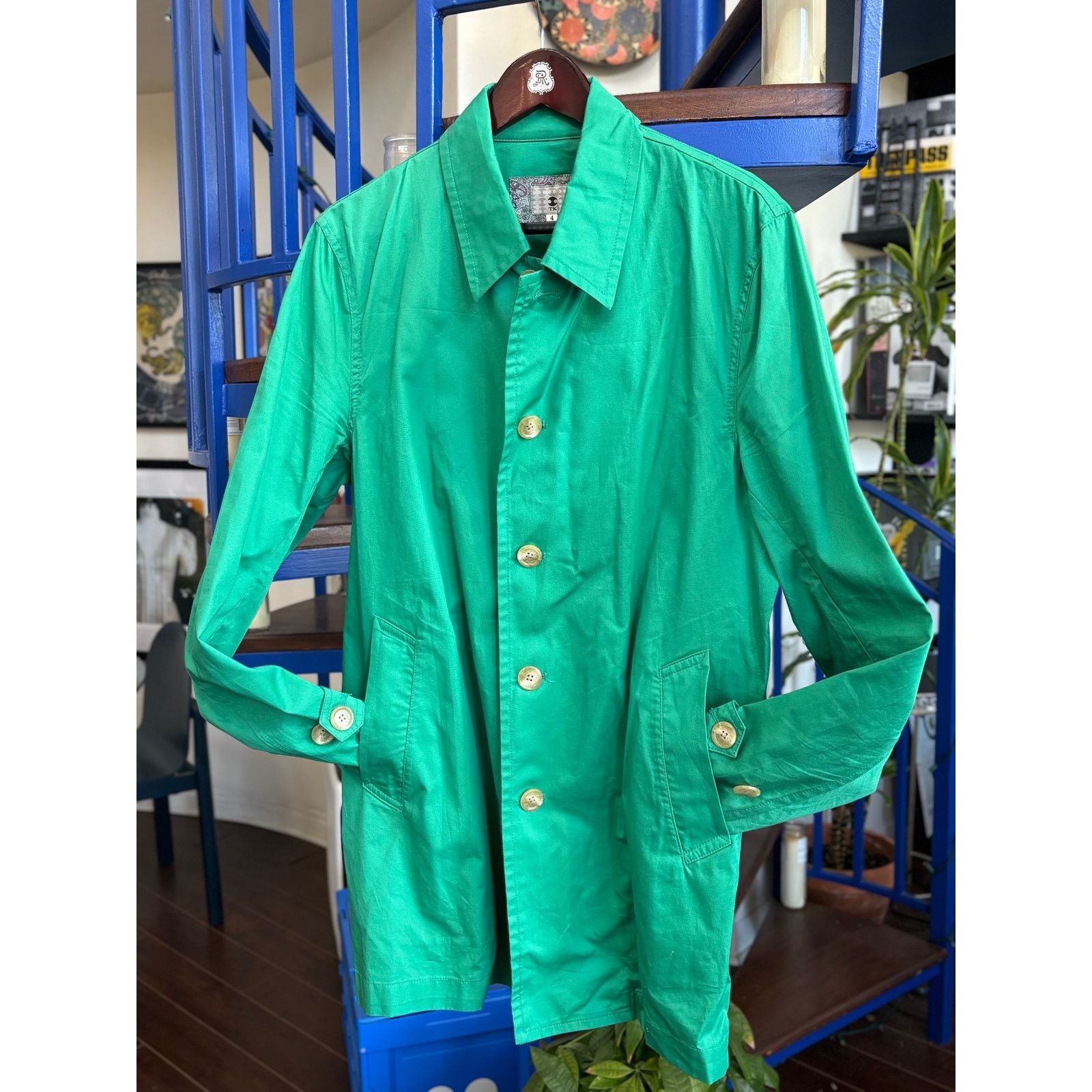 Takeo Kikuchi Takeo Kikuchi Green Lightweight Trench Coat (XL) Size US XL / EU 56 / 4 - 1 Thumbnail