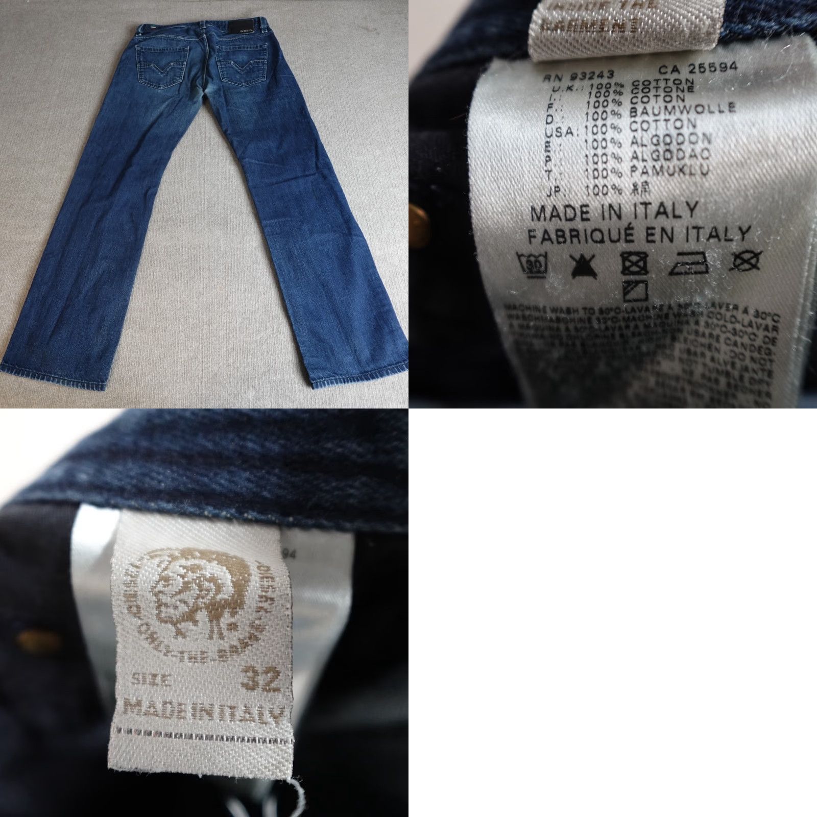Diesel Diesel Larkee Jeans 32 x 30 Blue Button Fly Cotton Denim Made in Italy Mens Straight Regular 32 Inseam Blue Size US 32 / EU 48 - 9 Thumbnail