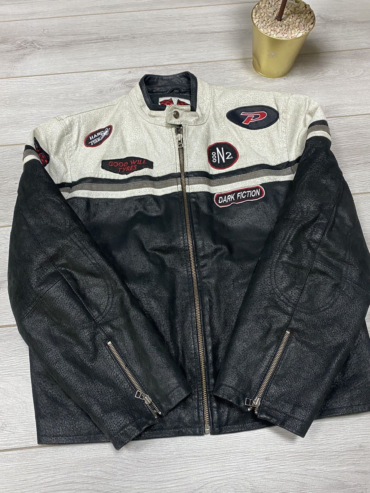 Vintage Moto team leather Stop n fee free vintage racing jacket Size US XXL / EU 58 / 5 - 9 Thumbnail