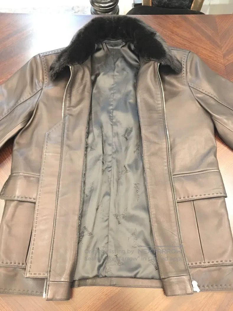 Brioni Brioni Mink collar leather jacket Size US M / EU 48-50 / 2 - 7 Thumbnail