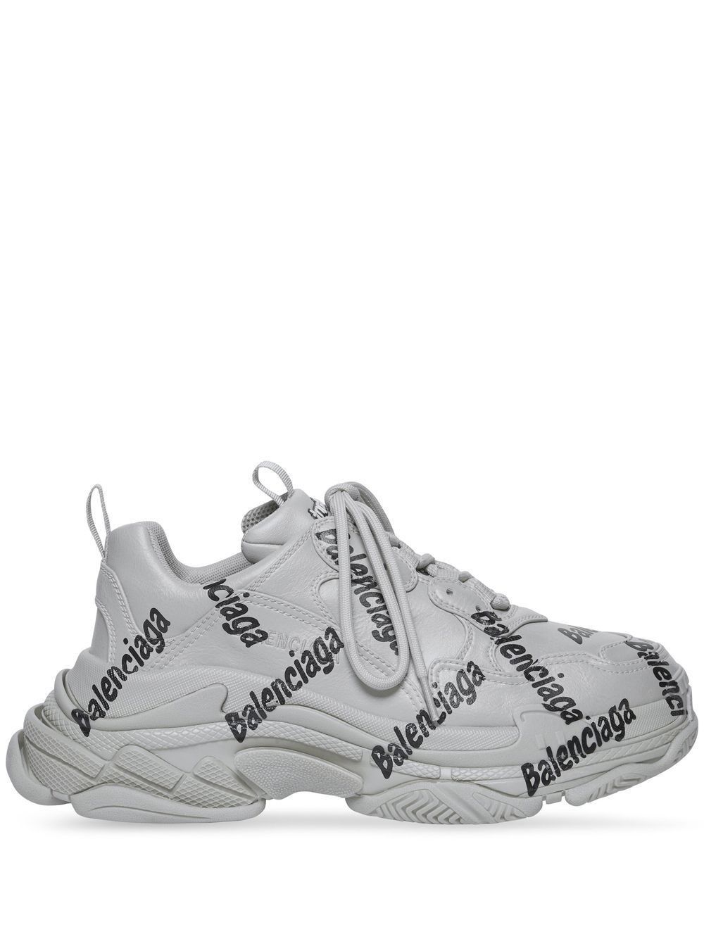 o1mt1gz1024 Triple S Logotype Sneakers in Grey/Black