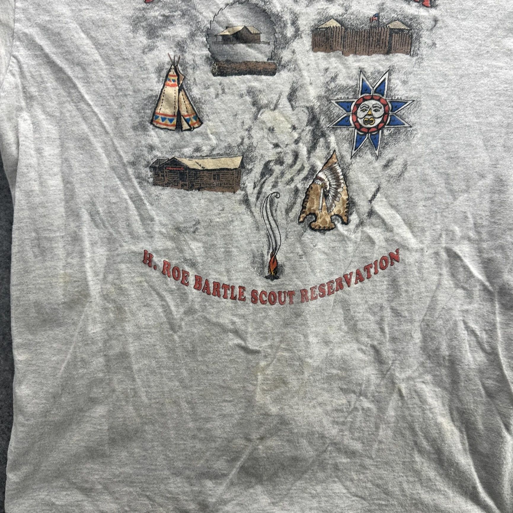 Vintage Vintage H Roe Bartle Scout Reservation T-Shirt Mens Large Gray 90s Outdoor Camp Tee Graphic Print Size US L / EU 52-54 / 3 - 4 Thumbnail