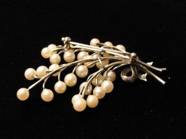 Designer Sterling Silver Cultured Pearl Bow Bush Pin Size ONE SIZE - 3 Thumbnail
