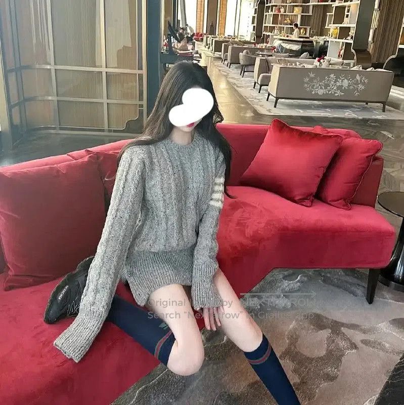 Thom Browne Thom Browne Gray Wool Jumper for Women . Size L / US 10 / IT 46 - 9 Thumbnail