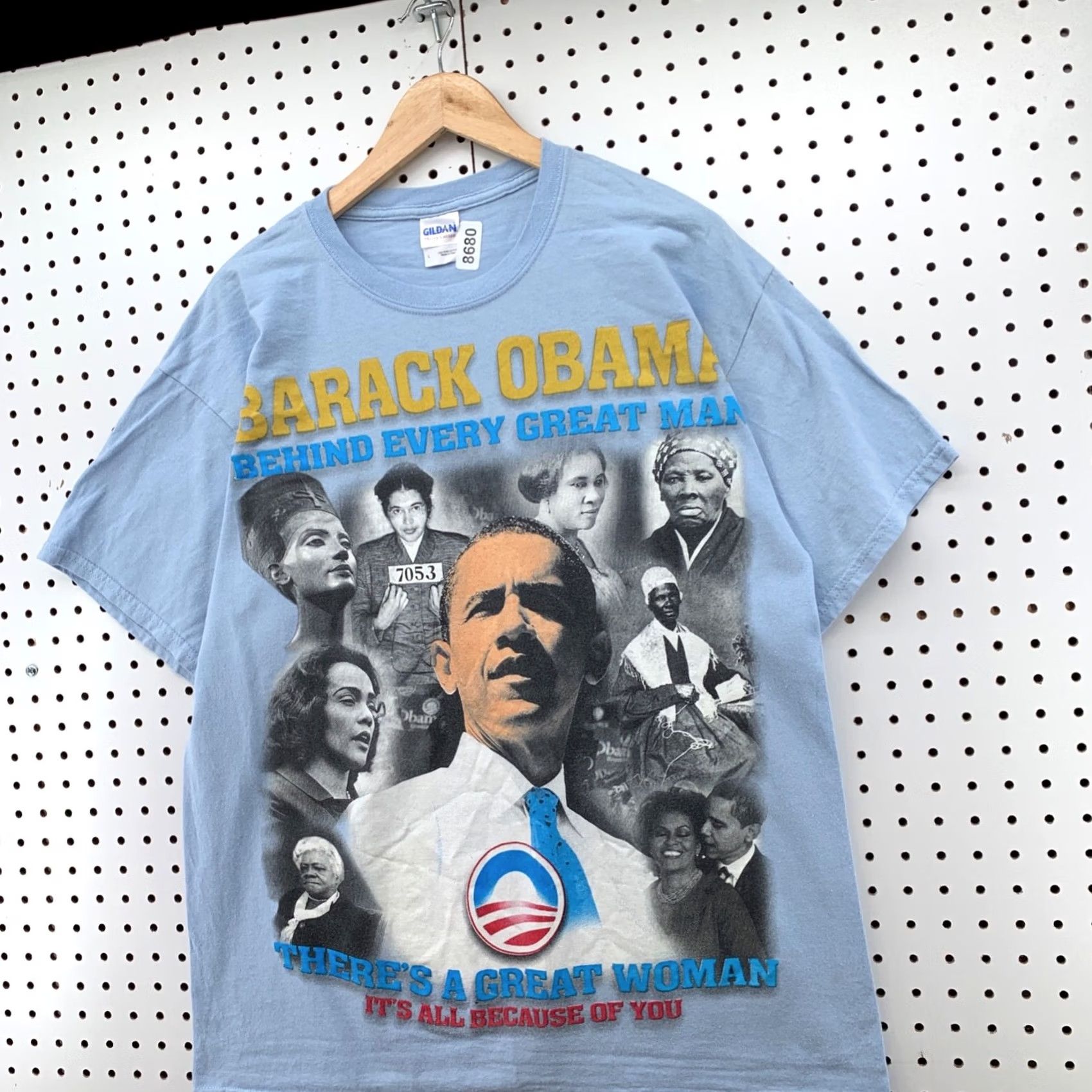 Gildan Barack Obama President Shirt Large Blue AOP All Over Print Mens 2008 22x30 Size US L / EU 52-54 / 3 - 2 Thumbnail