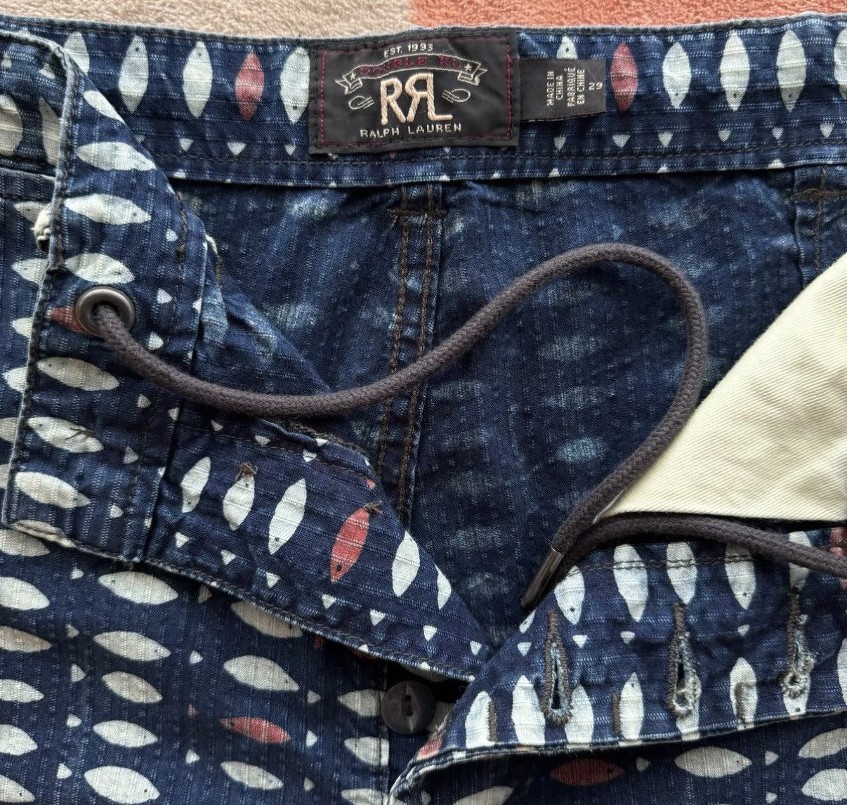 RRL Ralph Lauren RRL Ralph Lauren Double RL Indigo Dyed Fish Print Shorts K22 Size US 29 - 3 Thumbnail