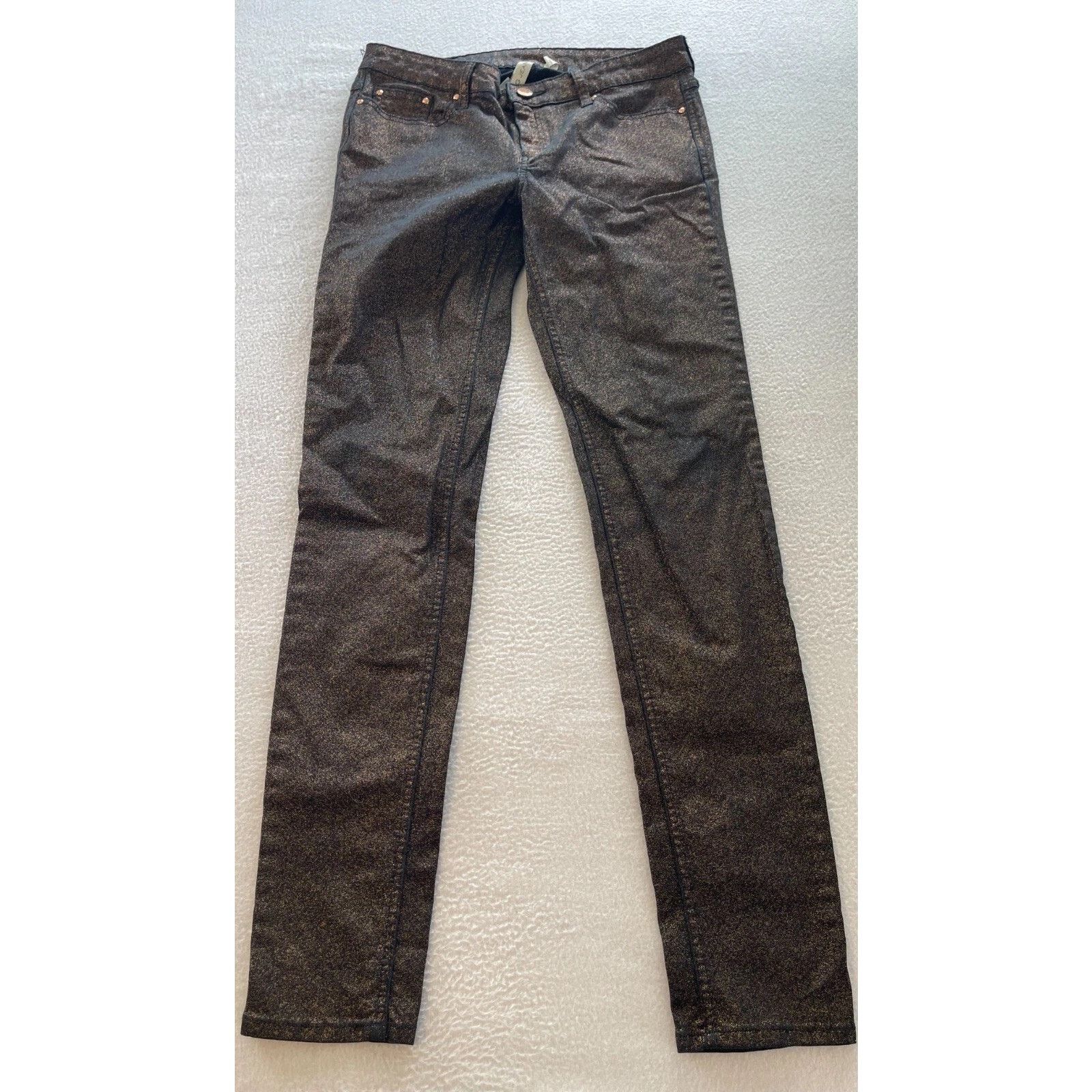 Mango Mango Jeans Womens Size 6 BlackGoldMetallic MidRise Straight Size 28" / US 6 / IT 42 - 1 Thumbnail