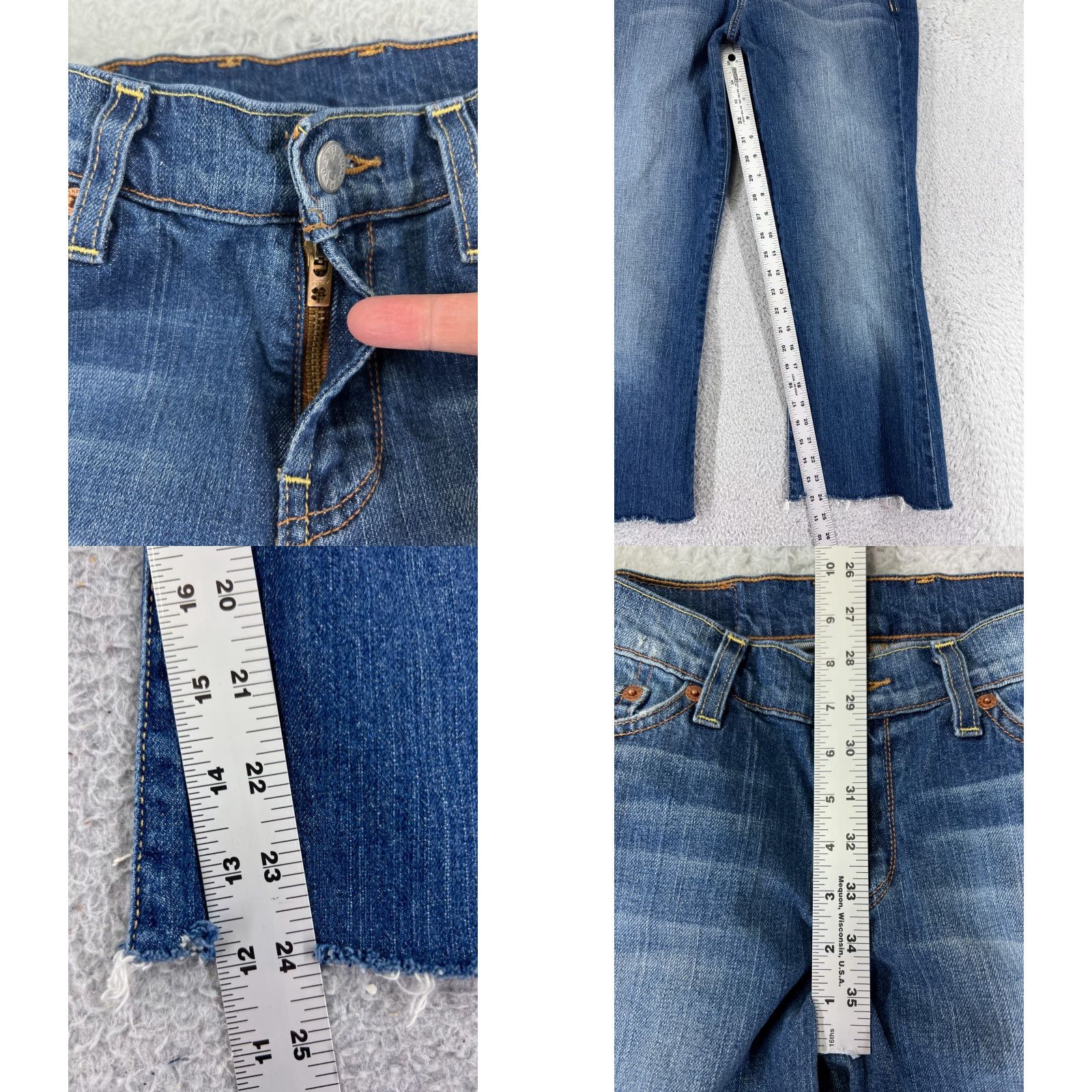 Lucky Brand VINTAGE Lucky Brand Jeans Women 29 Blue Denim Flared Crop Low Rise 5-Pocket 24 Inseam Button Zip Cotton Blend Size 29" - 8 Thumbnail