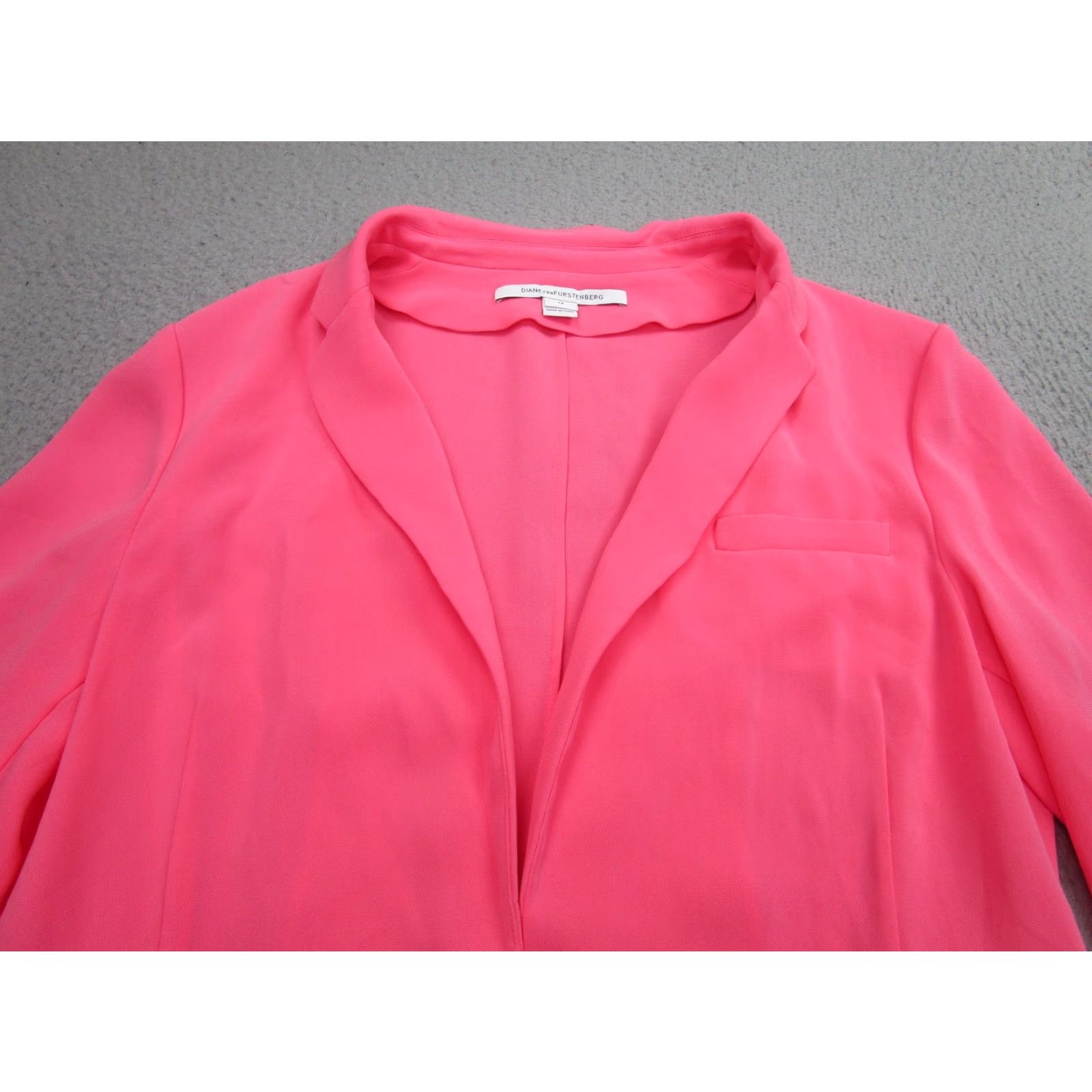 Diane von Furstenberg Diane von Furstenberg Blazer Womens 14 Pink Single Breasted Career Jacket DVF Size XL / US 12-14 / IT 48-50 - 2 Thumbnail