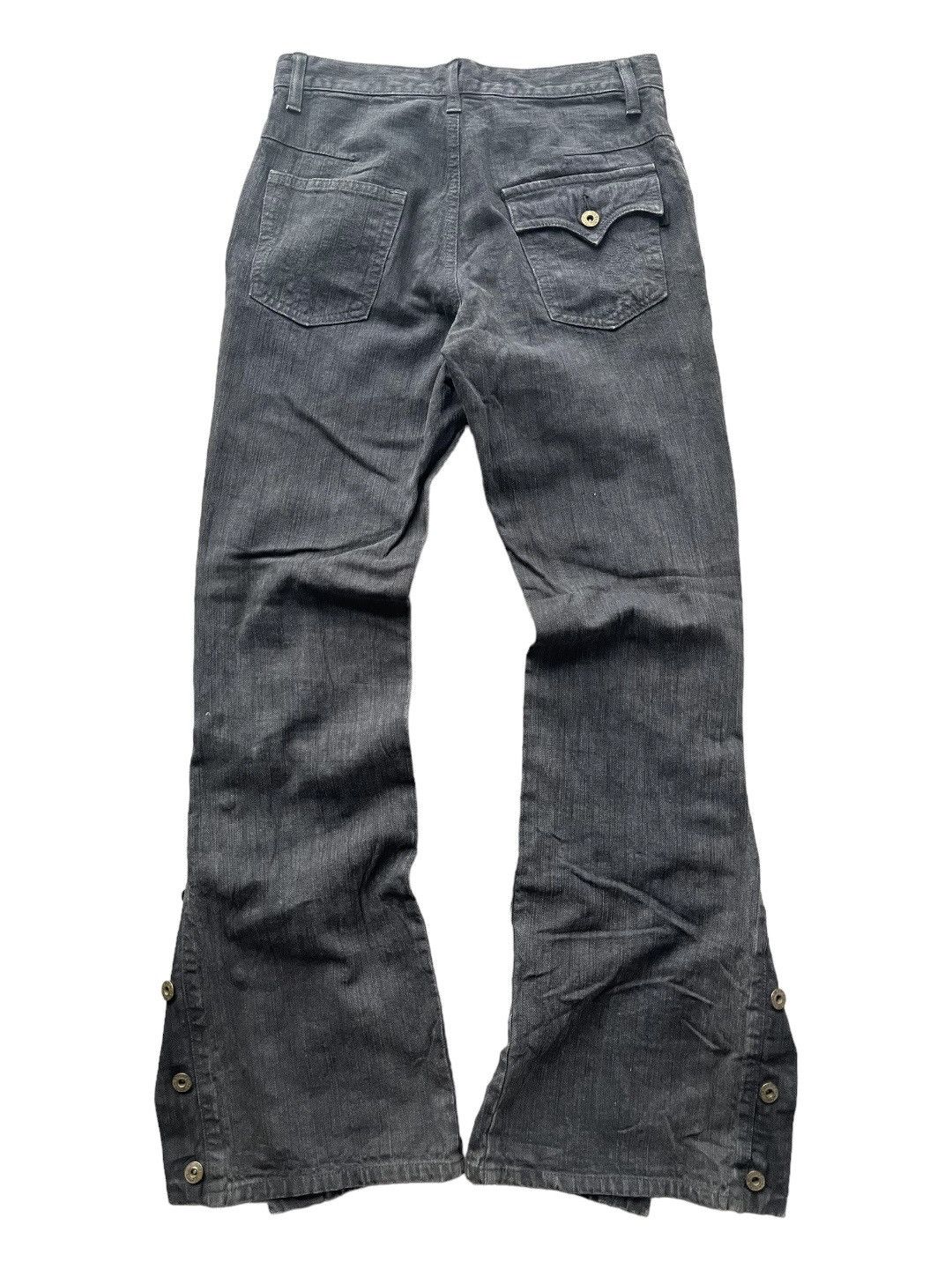 If Six Was Nine JAPANESE MORGAN HOMME FLARE BUTTON BLACK WASHED JEANS PUNK Size US 30 / EU 46 - 2 Thumbnail