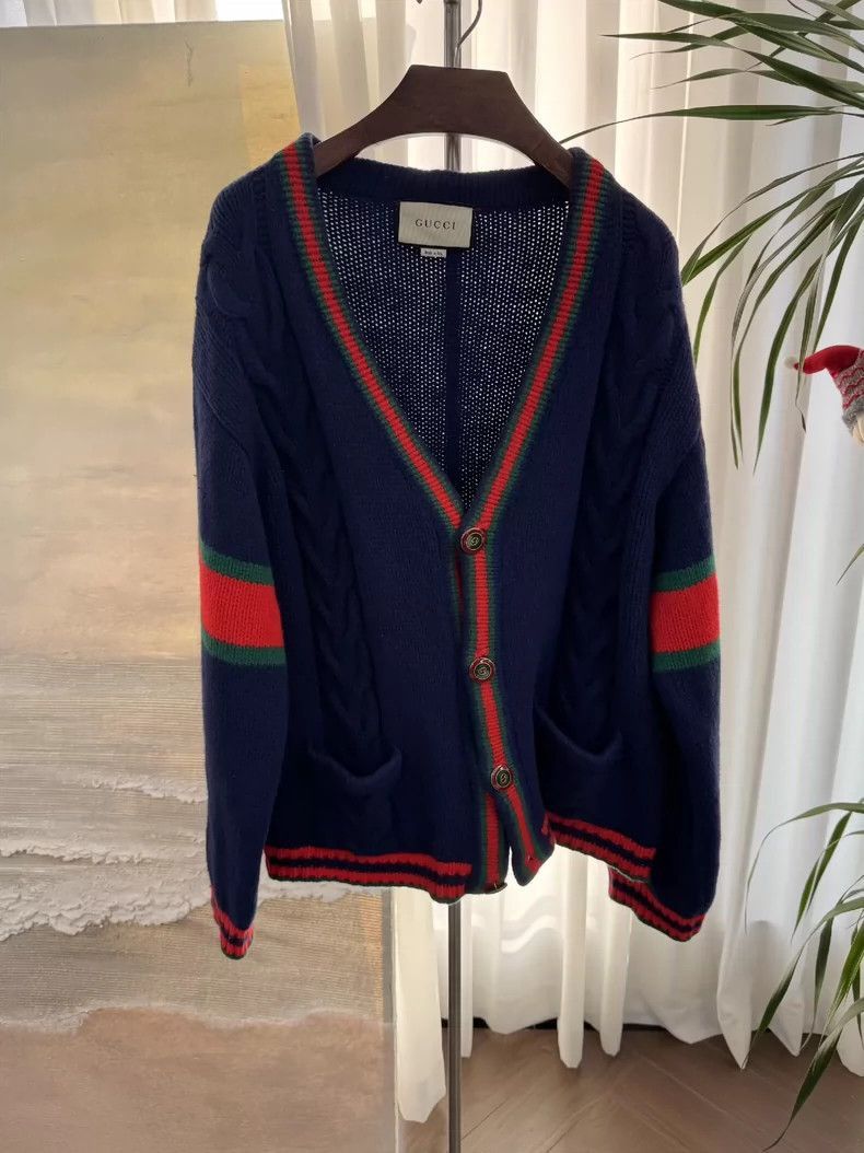 Gucci Gucci Knit Cardigan with Stripes-2506 Size US L / EU 52-54 / 3 - 1 Thumbnail