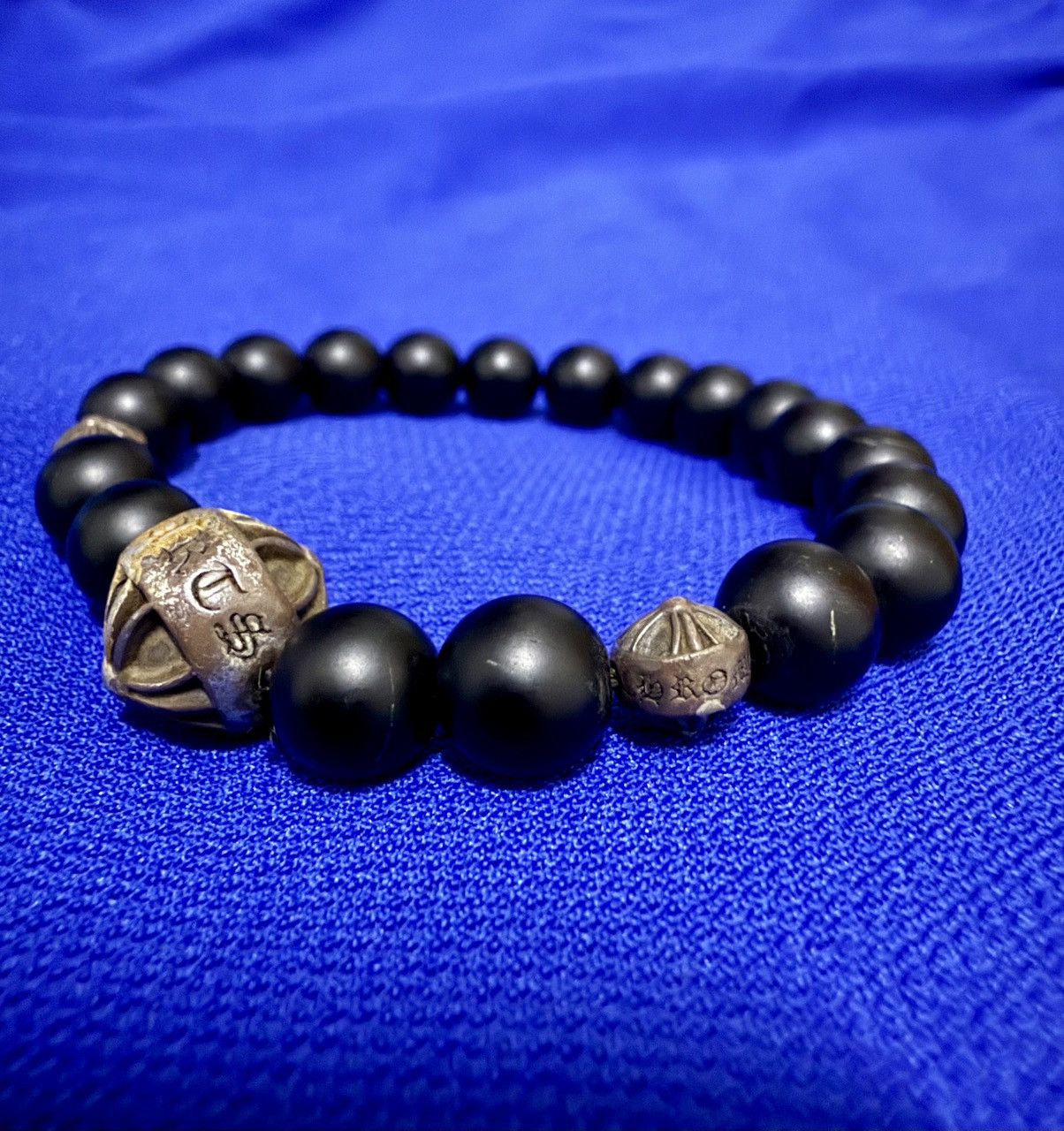 Chrome Hearts 🔥SICK🔥Chrome Hearts Onyx Bead silver cross ball bracelet Size ONE SIZE - 6 Thumbnail
