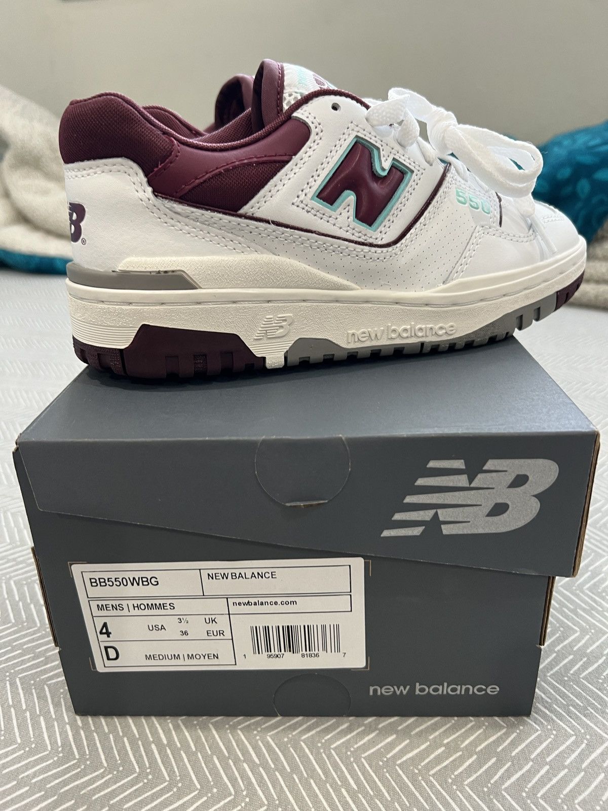 New Balance New Balance 550 Burgundy Turquoise/Cyan BB550WBG Size US 4 / IT 34 - 6 Thumbnail