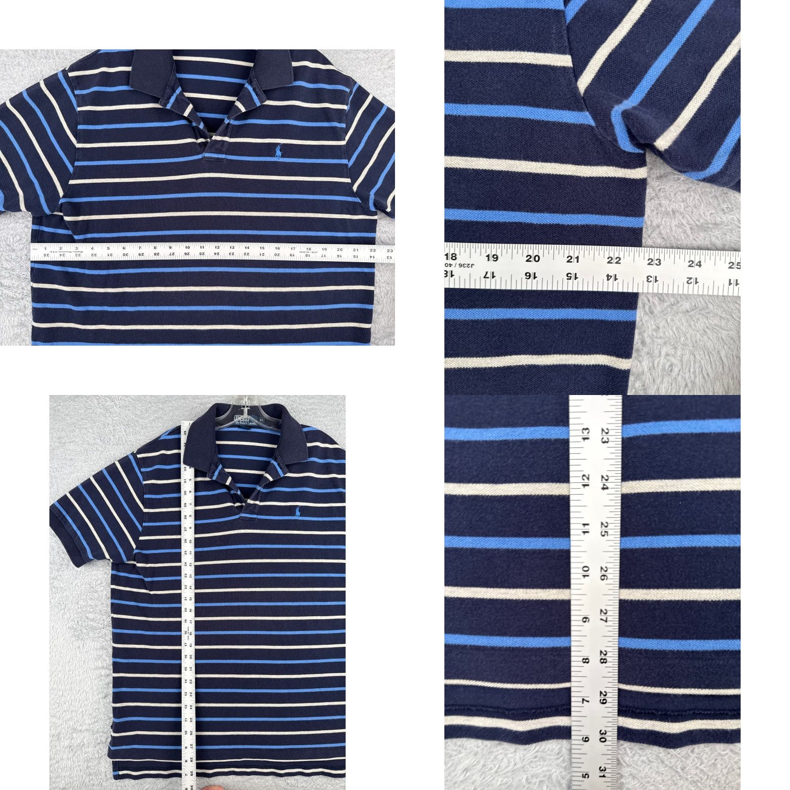 Ralph Lauren VINTAGE Ralph Lauren Polo Shirt Men XL Blue White Stripe 100% Cotton Polo Shirt Slim Fit Short Sleeve Vintage 70s Mens Blue White Stripe Polo Shirt Size US XL / EU 56 / 4 - 8 Thumbnail