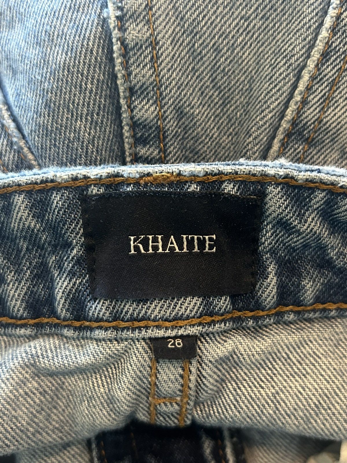 KHAITE ‘Abigail’ Distrressed Straight Leg Jeans Size 28" / US 6 / IT 42 - 6 Thumbnail