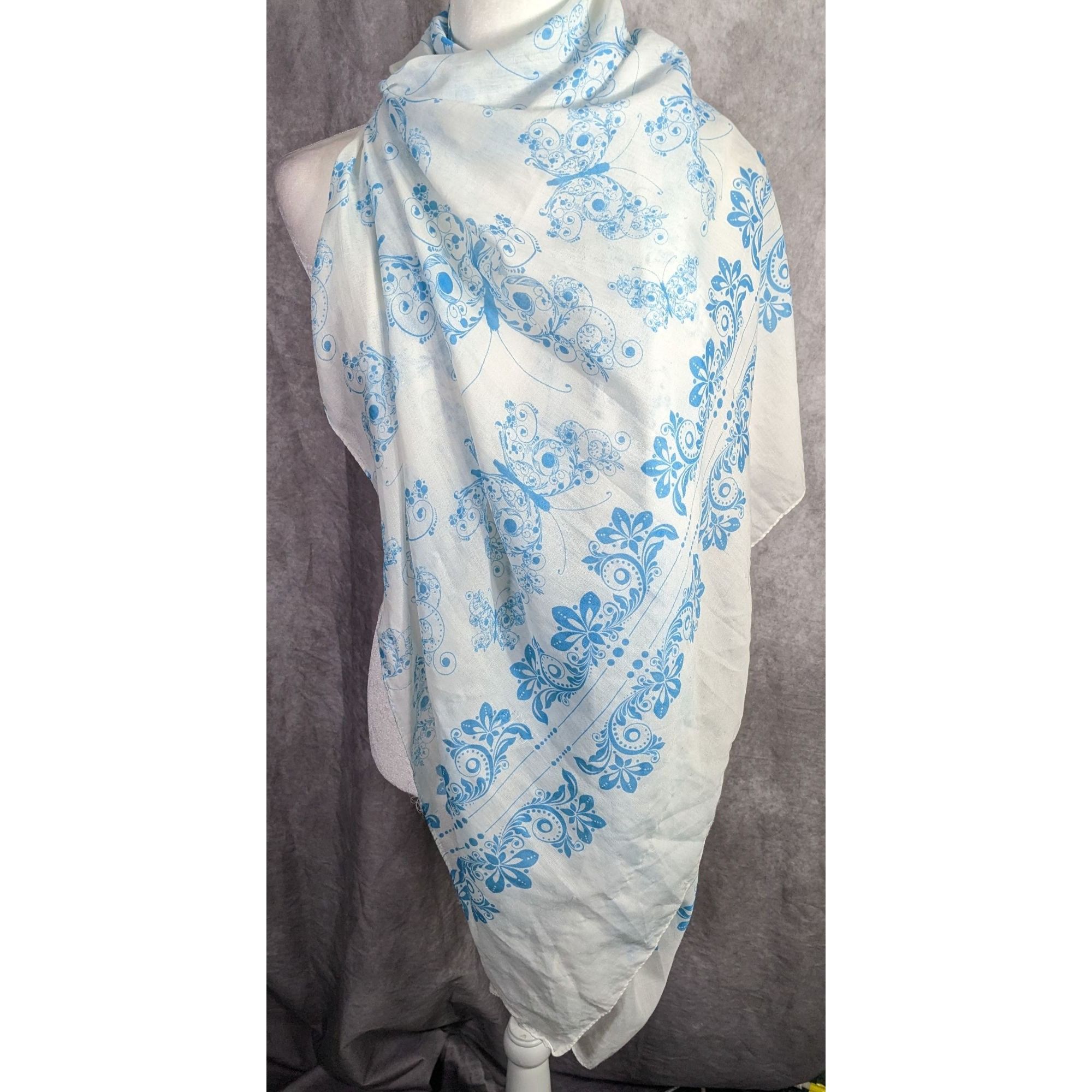 Other Bohemian Whimsical Blue Butterfly Print Lightweight Scarf Wr Size ONE SIZE - 7 Thumbnail