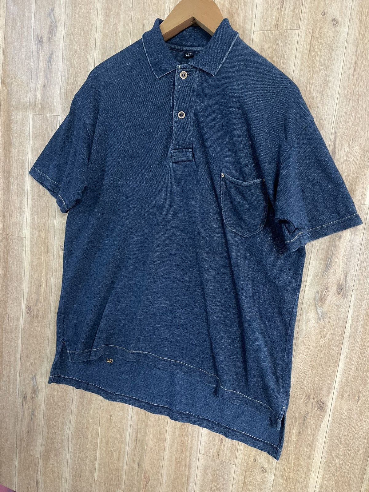45rpm × Indigo × Japanese Brand 45RPM Deep Indigo Polo Shirt L Made in Japan 🇯🇵 Size US L / EU 52-54 / 3 - 4 Thumbnail