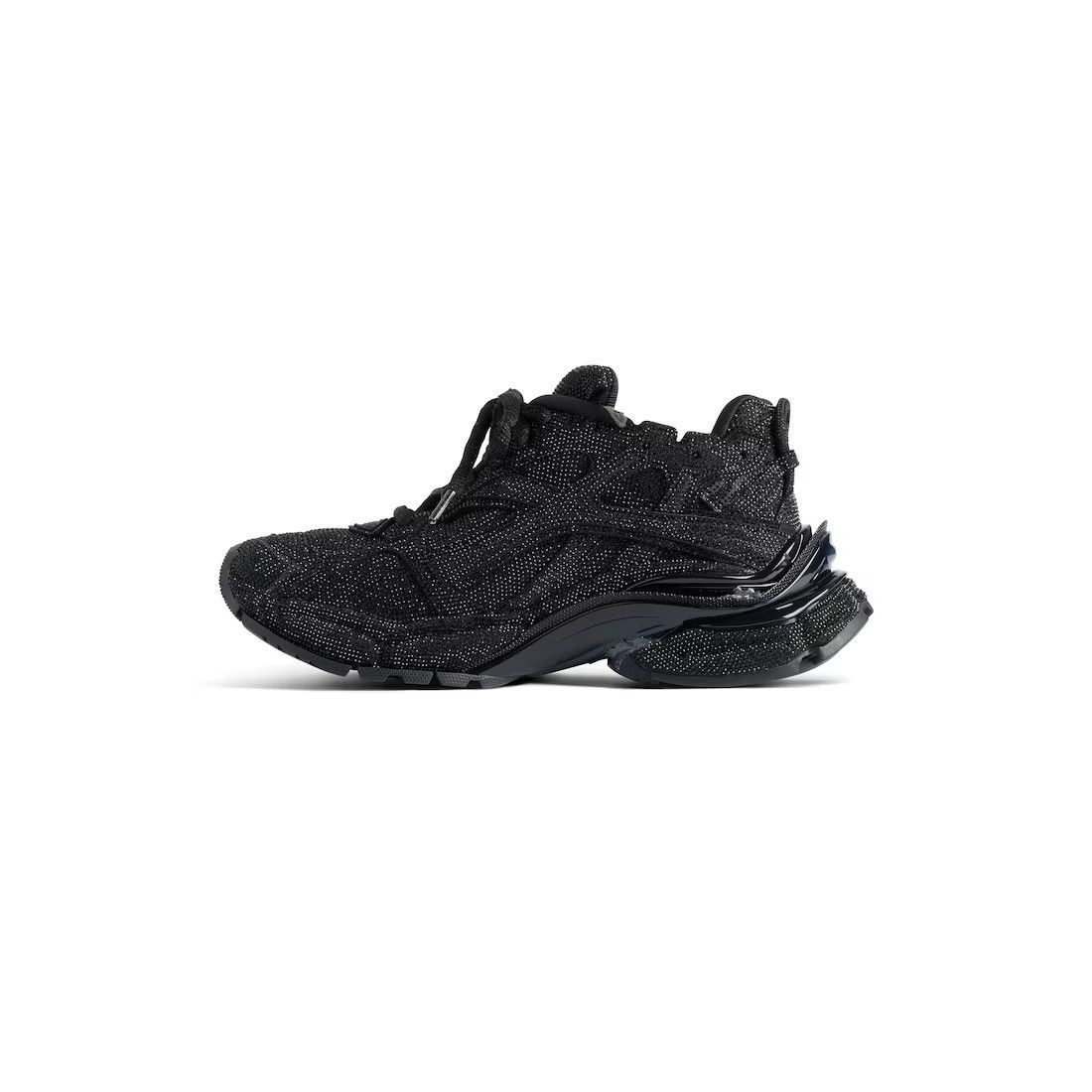 BALENCIAGA Runner $2590 Women's Black With Rhinestones Sneak