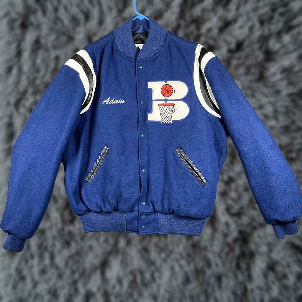 Holloway Holloway Mens Large Blue Varsity Jacket Cream 20,000 Shot Club Letterman Basketball Wool Size US L / EU 52-54 / 3 - 1 Thumbnail