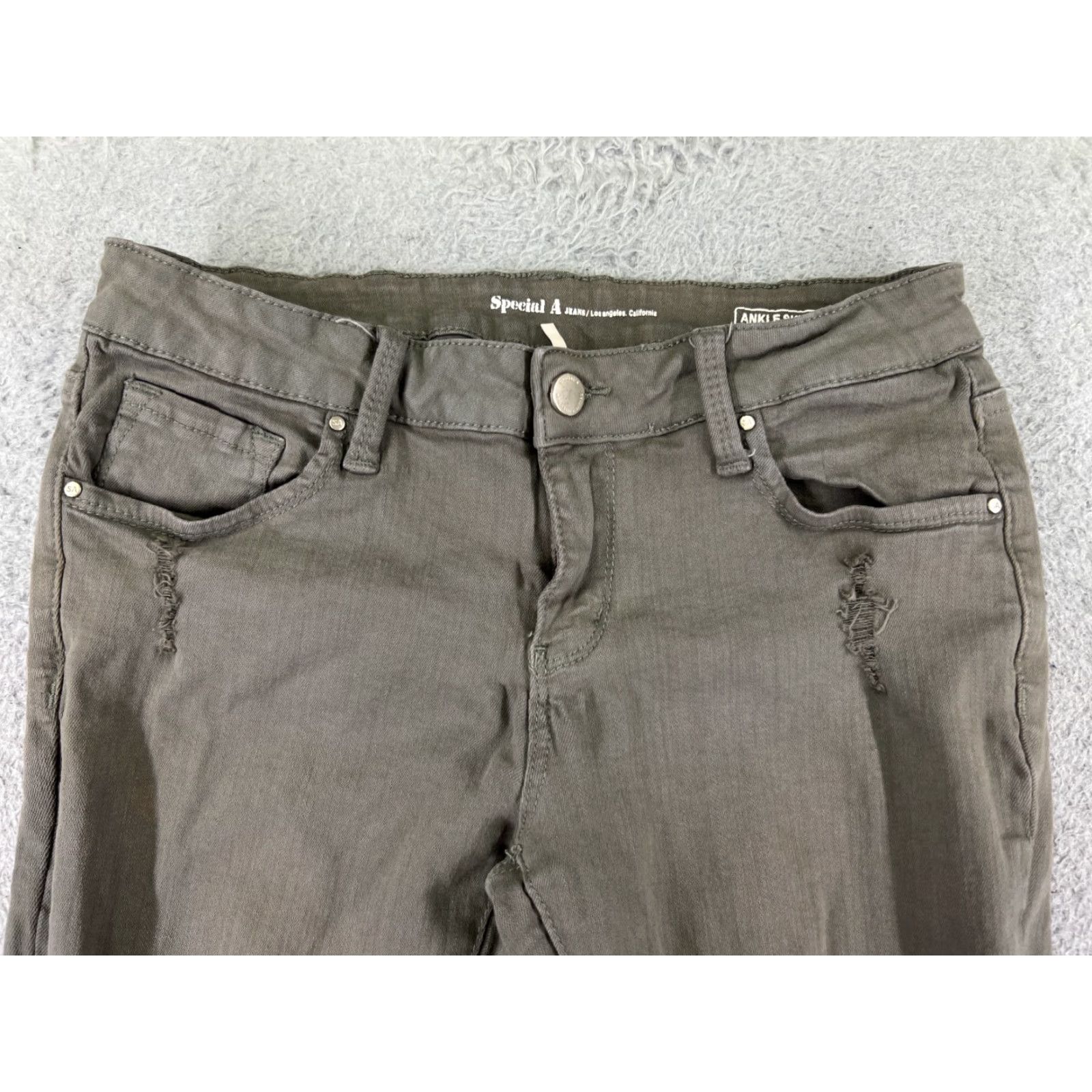 Denime VINTAGE IRIS Women’s Jeans Pants 9 Gray Denim Ankle Skinny Distressed Cotton 90s Retro Size 30" / US 8 / IT 44 - 4 Thumbnail