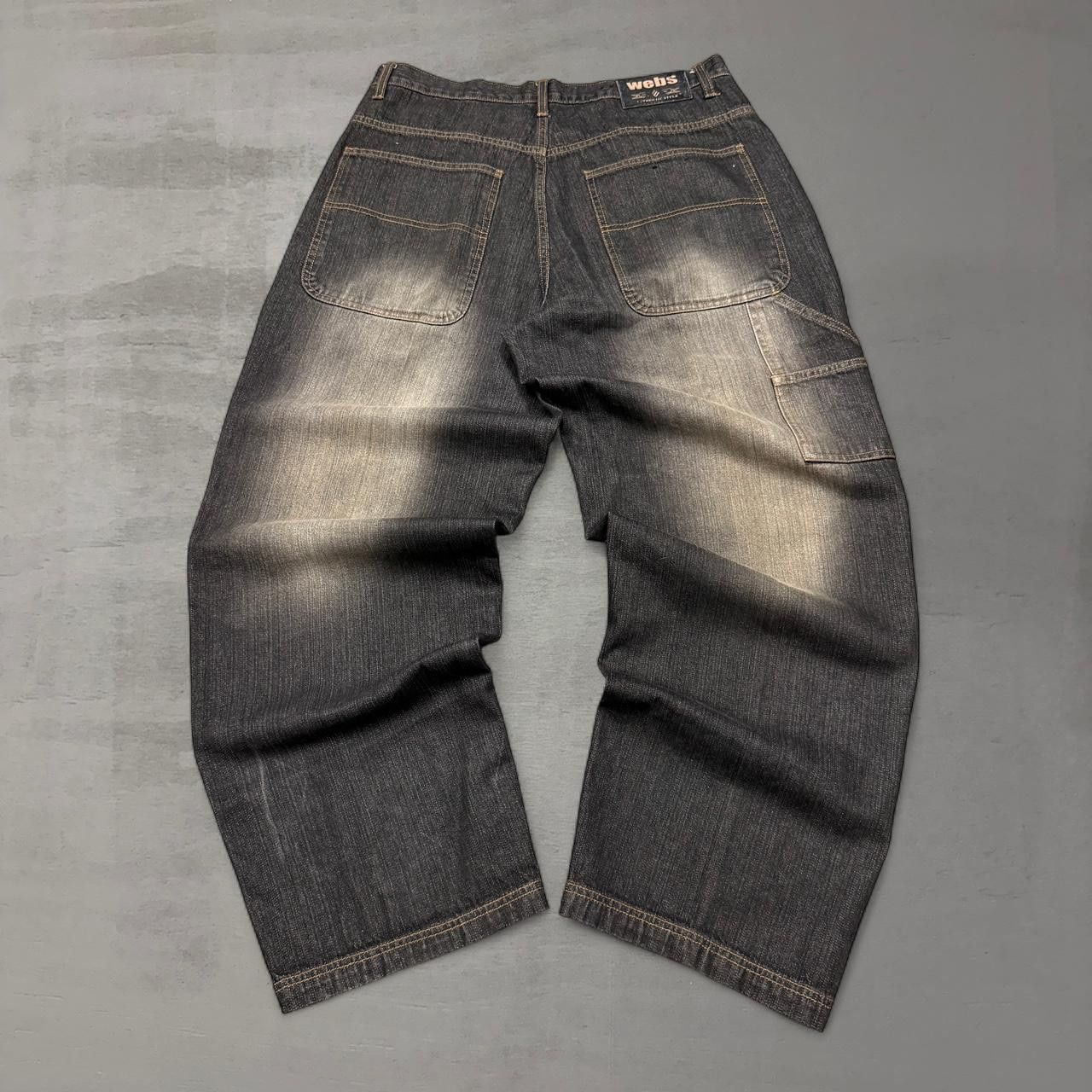 Southpole Webs Black Gradient Double Knee Denim Y2K Jeans 34 x 31 Size US 34 / EU 50 - 2 Thumbnail