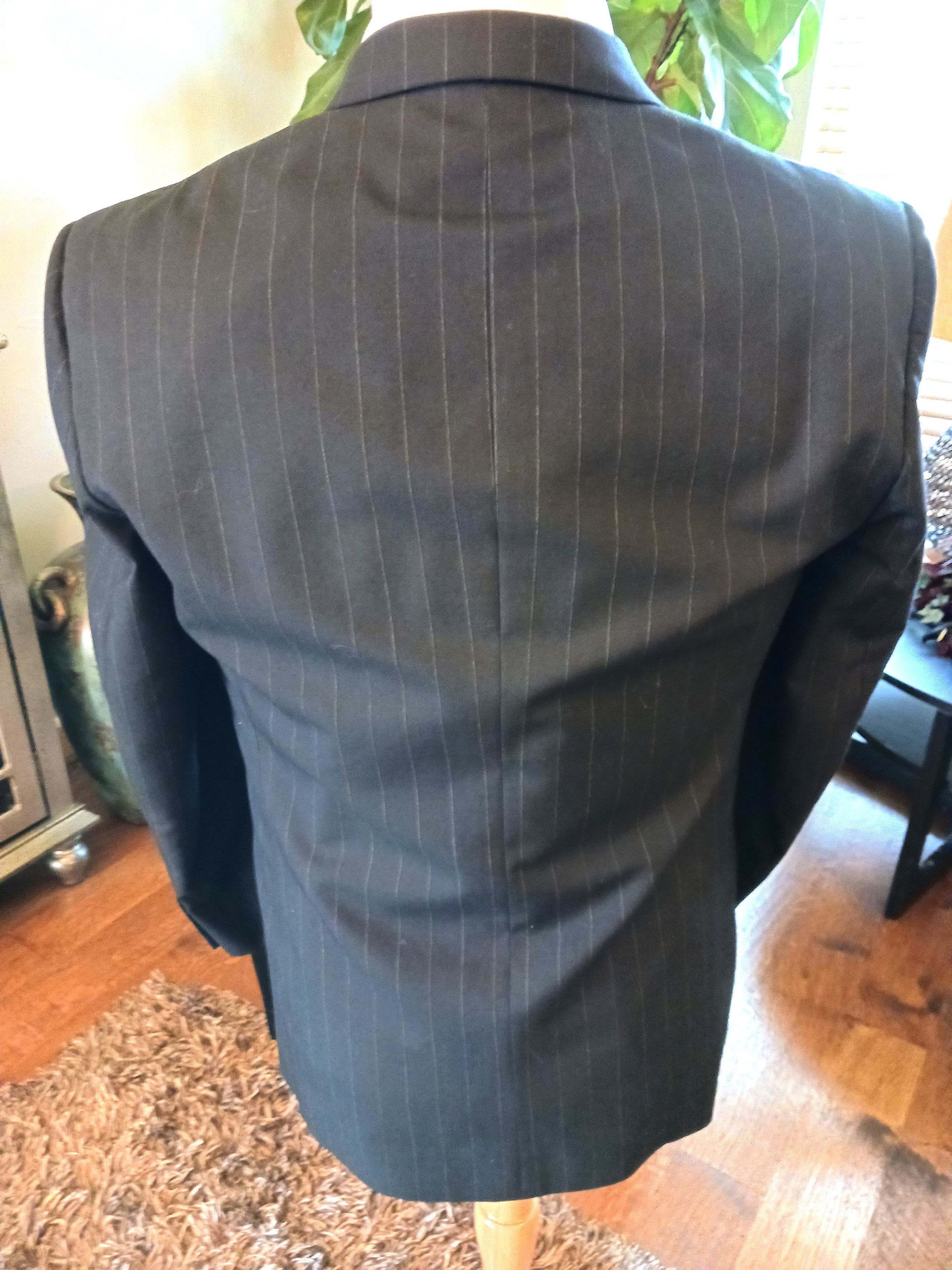 Burberry Vintage 90's Double Breasted Pinstriped Blazer Size 40S - 3 Thumbnail