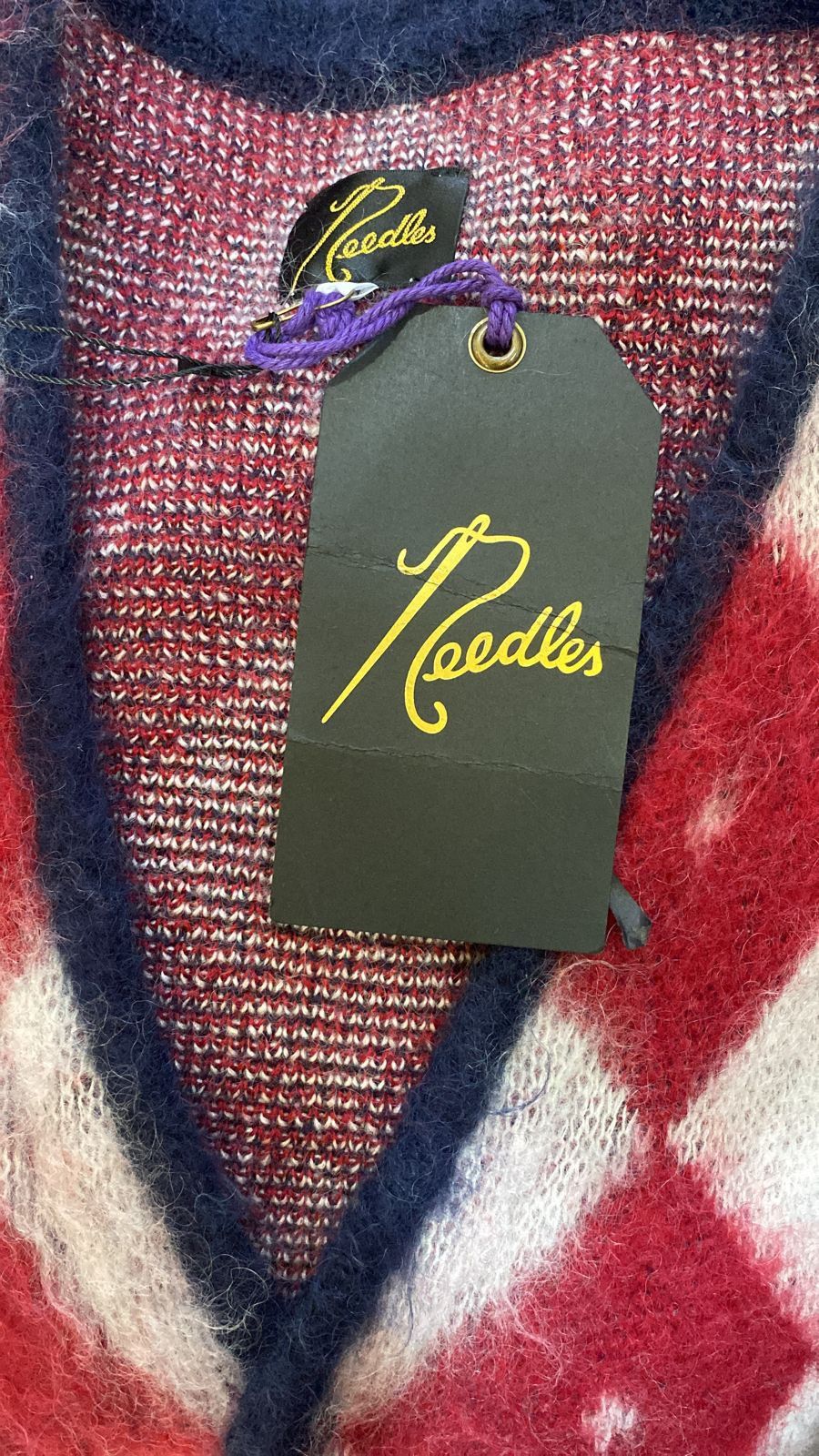 Needles Needles Navy & Red Diamond Cardigan Size L / US 10 / IT 46 - 9 Thumbnail