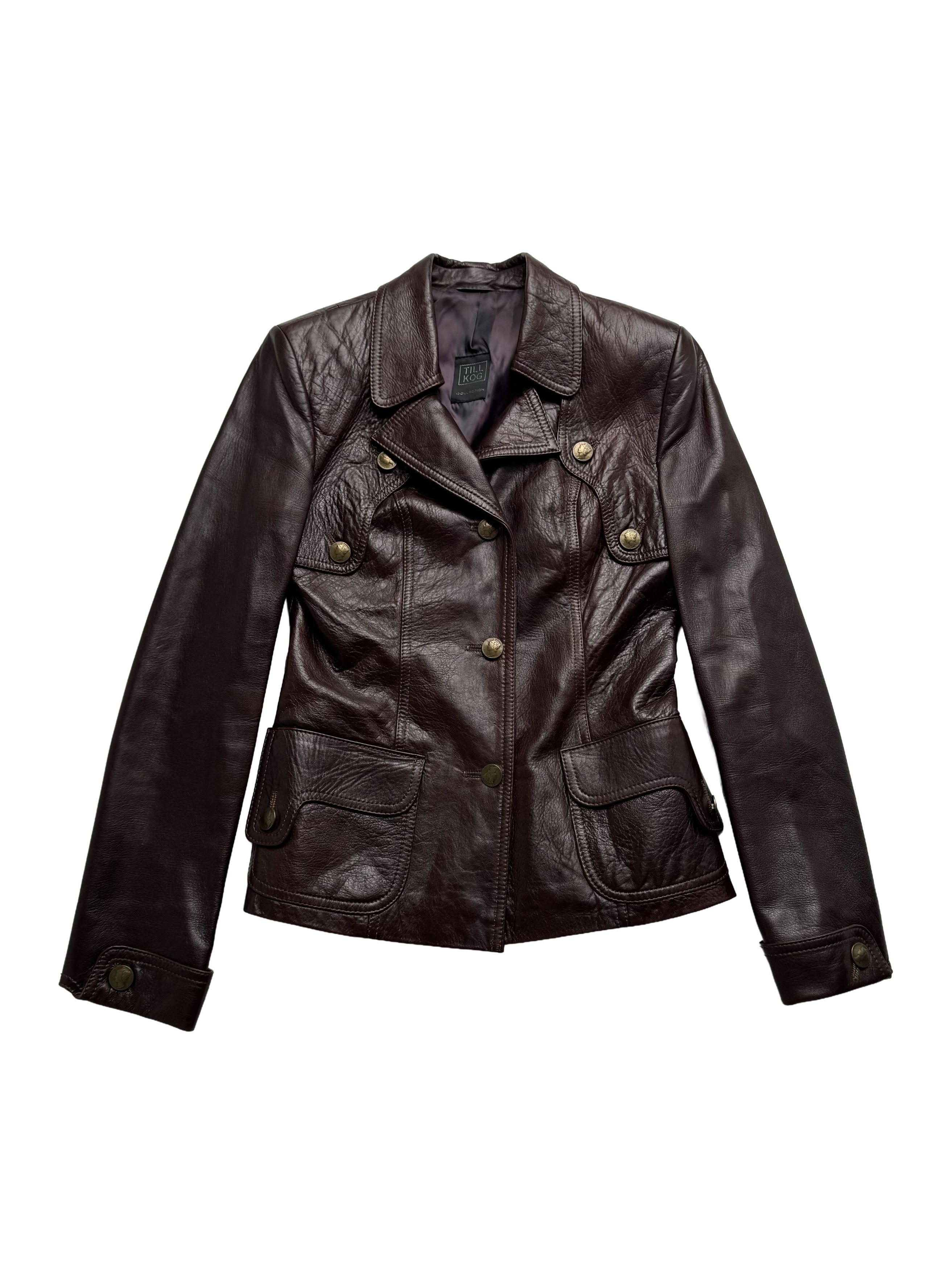 Vintage Vintage Brown Leather Jacket Tailored Button Front Biker Size S / US 4 / IT 40 - 5 Thumbnail