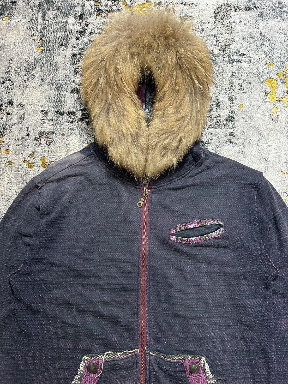 PPFM PERFECT FADED DISTRESSED POWER TO THE PEOPLE FUR ZIP HOODIE Size US M / EU 48-50 / 2 - 3 Thumbnail