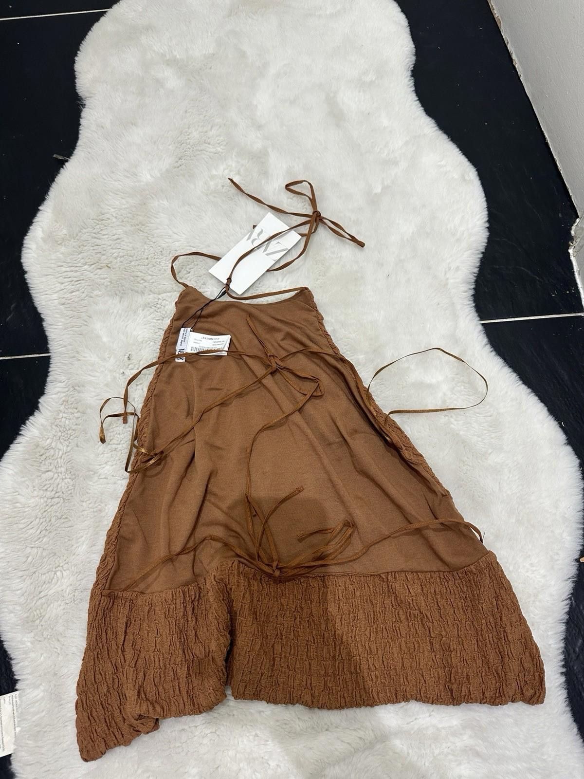 Zara ZARA brown stretchy top with back tie BNWT Size S / US 4 / IT 40 - 2 Thumbnail